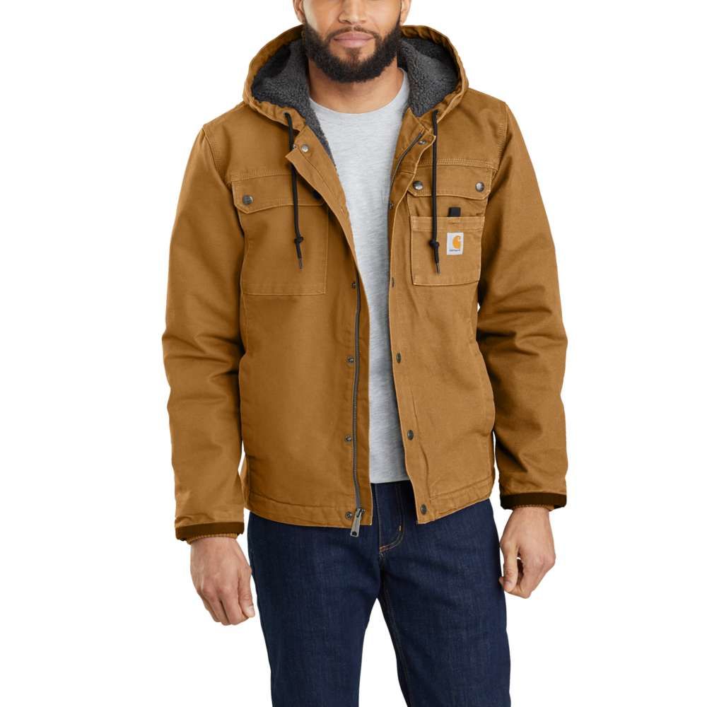 Carhartt Sherpa Lined Washed Duck Cotton Bartlett Utility Jacket - Brown, Dark Brown, Moss or Black all sizes