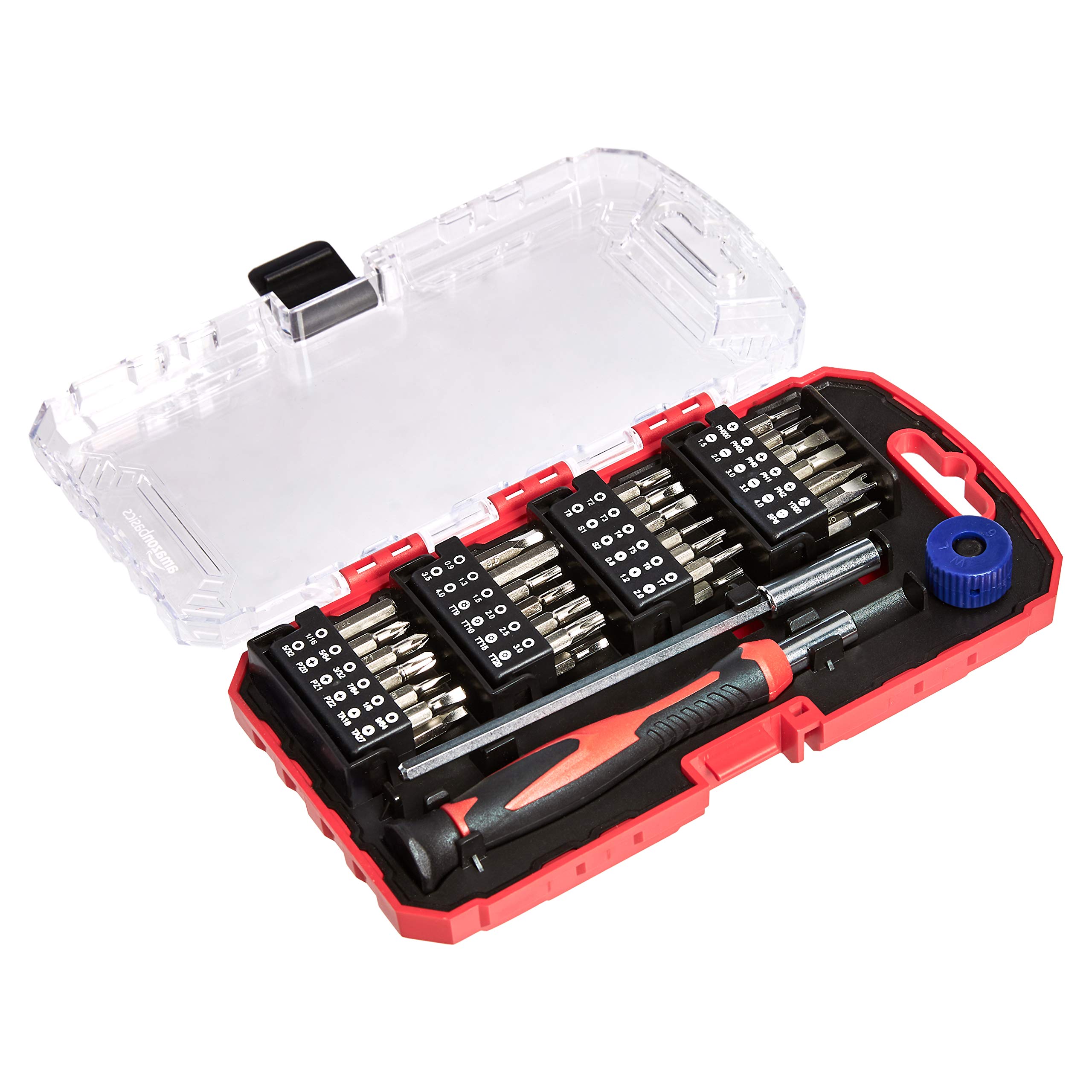 Amazon Basics 51-Piece Precision Screwdriver Bit Set, Micro Repair Tool Kit with Torx, Tri-Wing, Hex and Phillips Bits, Magnetic Case