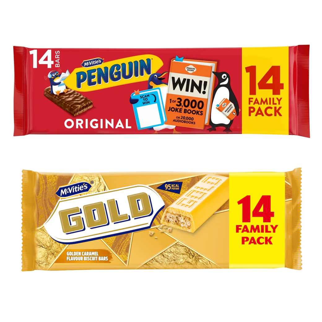 Penguin Original Biscuit Bar 14 Pack or McVitie's Gold Biscuit Bars Family 14 Pack (Binley)