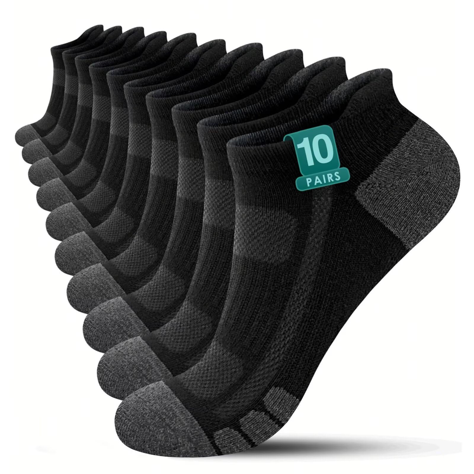 YouShow Cotton Trainer Socks 10 Pairs, Arch Support, Anti-Blister, Non-Slip, Oeko-Tex, Various Colours & Sizes, Sold by YouShow Store / FBA