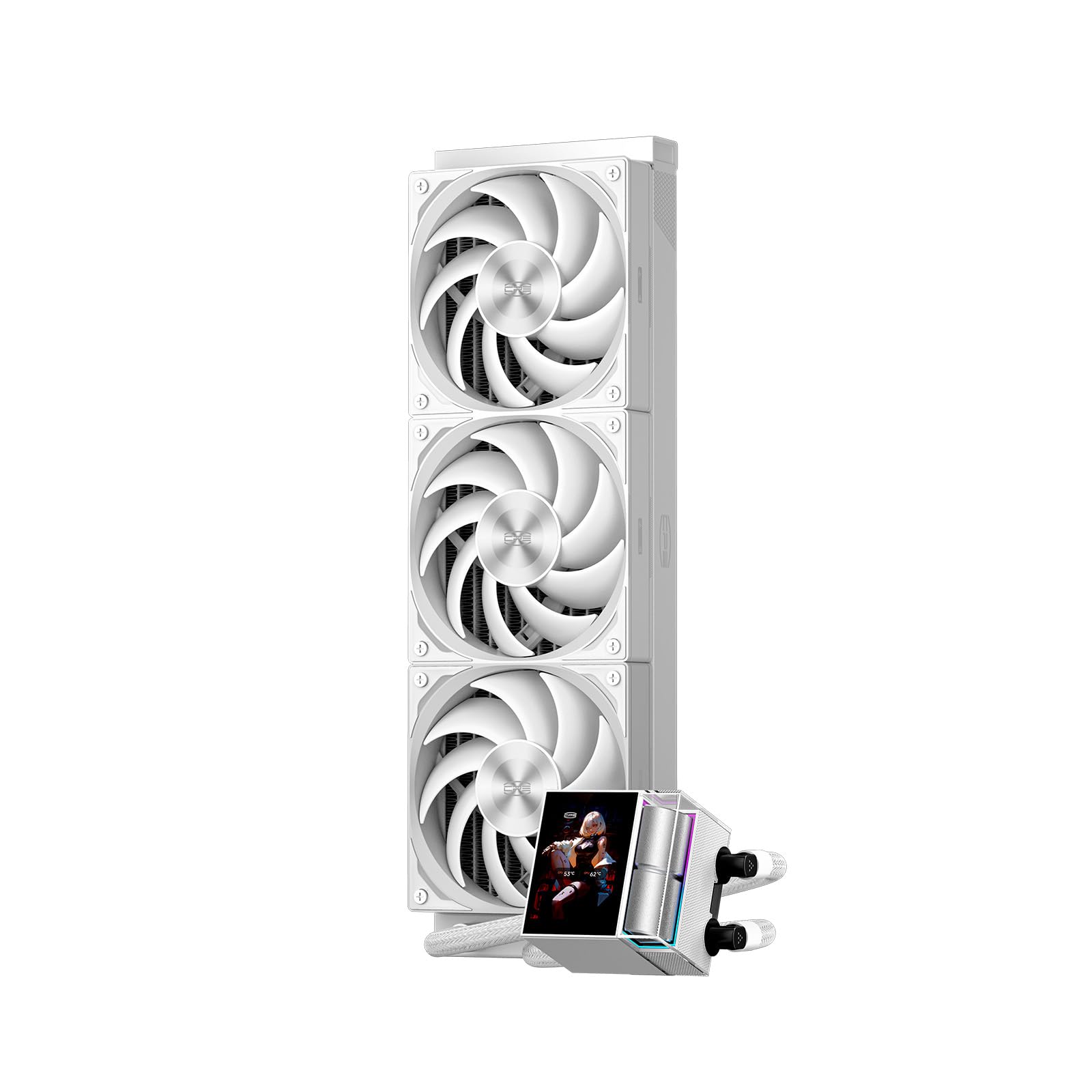 PCCOOLER AIO CPU Cooler Liquid Cooler - 3 x F5 R120 Fans - 2.4 Inch IPS LCD Screen 360mm liquid cooler (DS360 Display WH) - CPS Gaming FBA