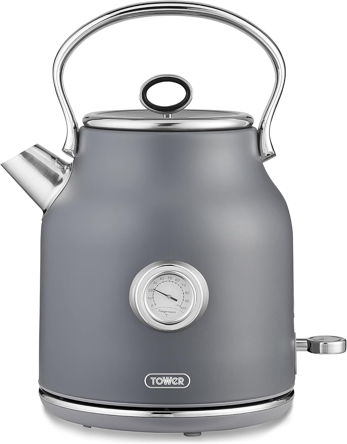Tower T10063GRY Renaissance Kettle, Quick Boil, 360° Base, 1.7L, 3KW, Grey