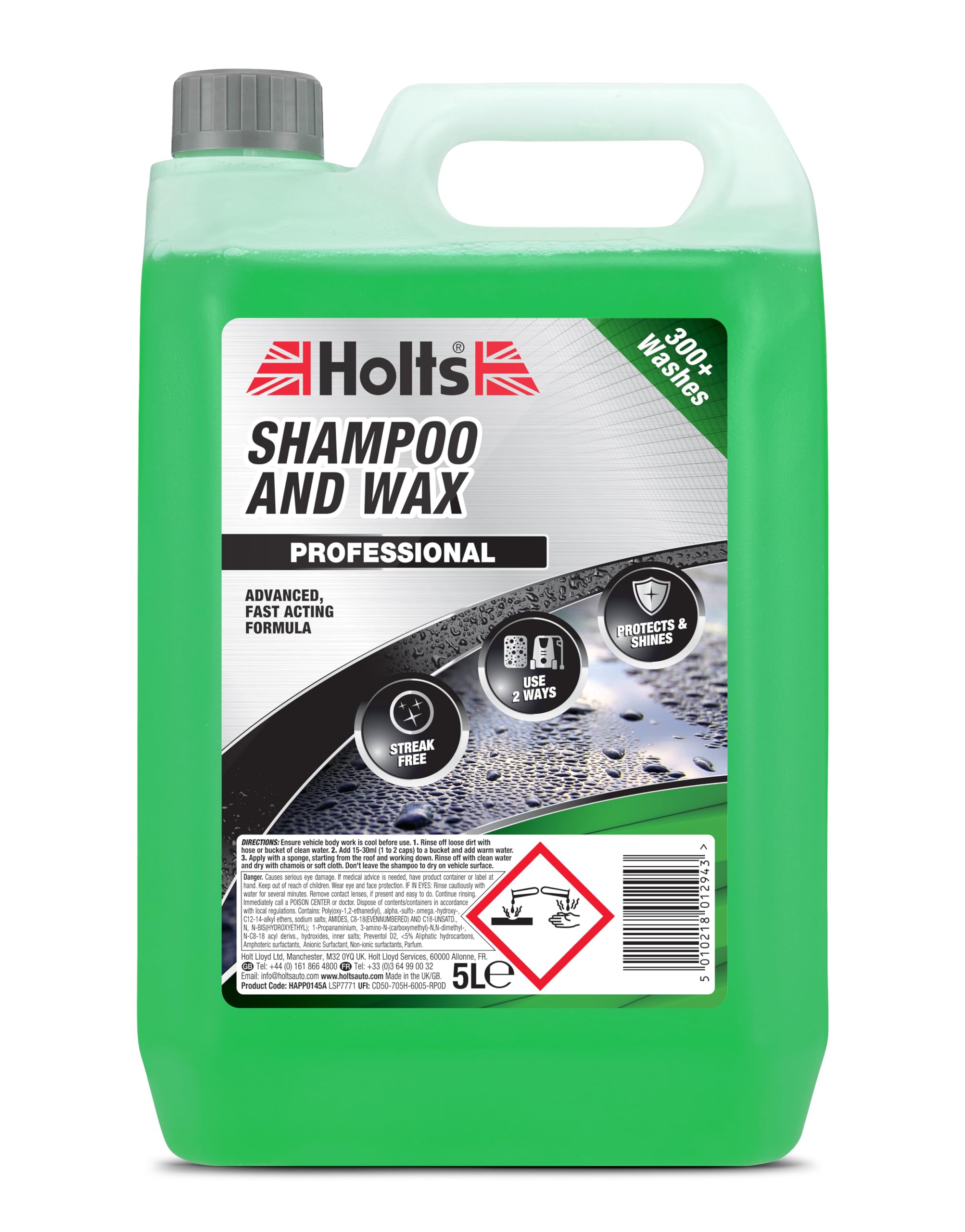 Holts Car Shampoo & Wax 5L - High-Foaming Wash & Wax for Cars (£5.22/£5.49 S&S)