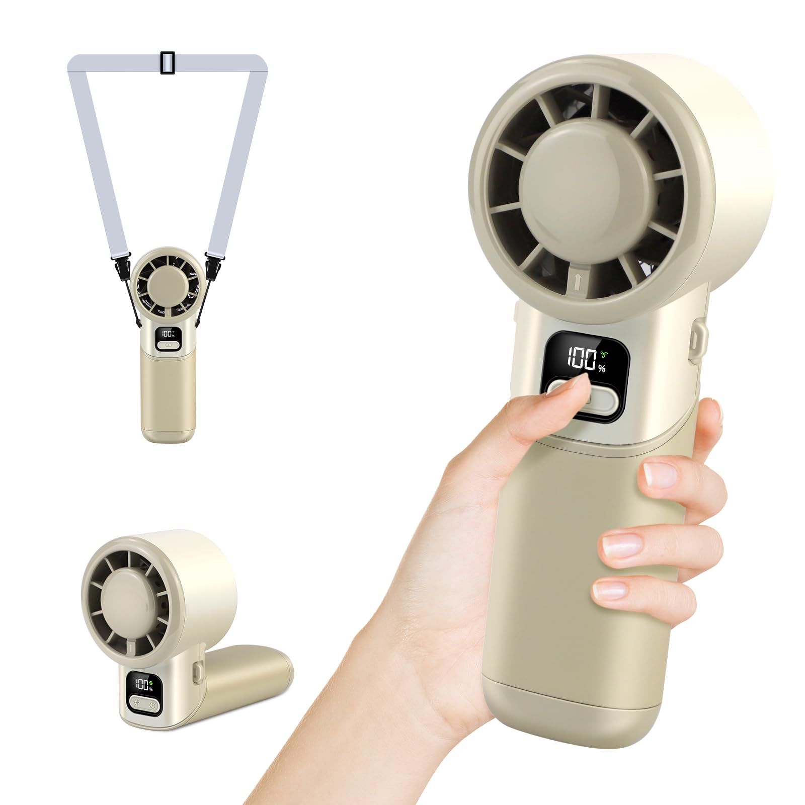 Portable Handheld Fan, 3 in 1 High-Speed Turbo Portable Fan, 3600mAh USB Rechargeable Fan with LED Display sold by HONEYYEAY Direct FBA