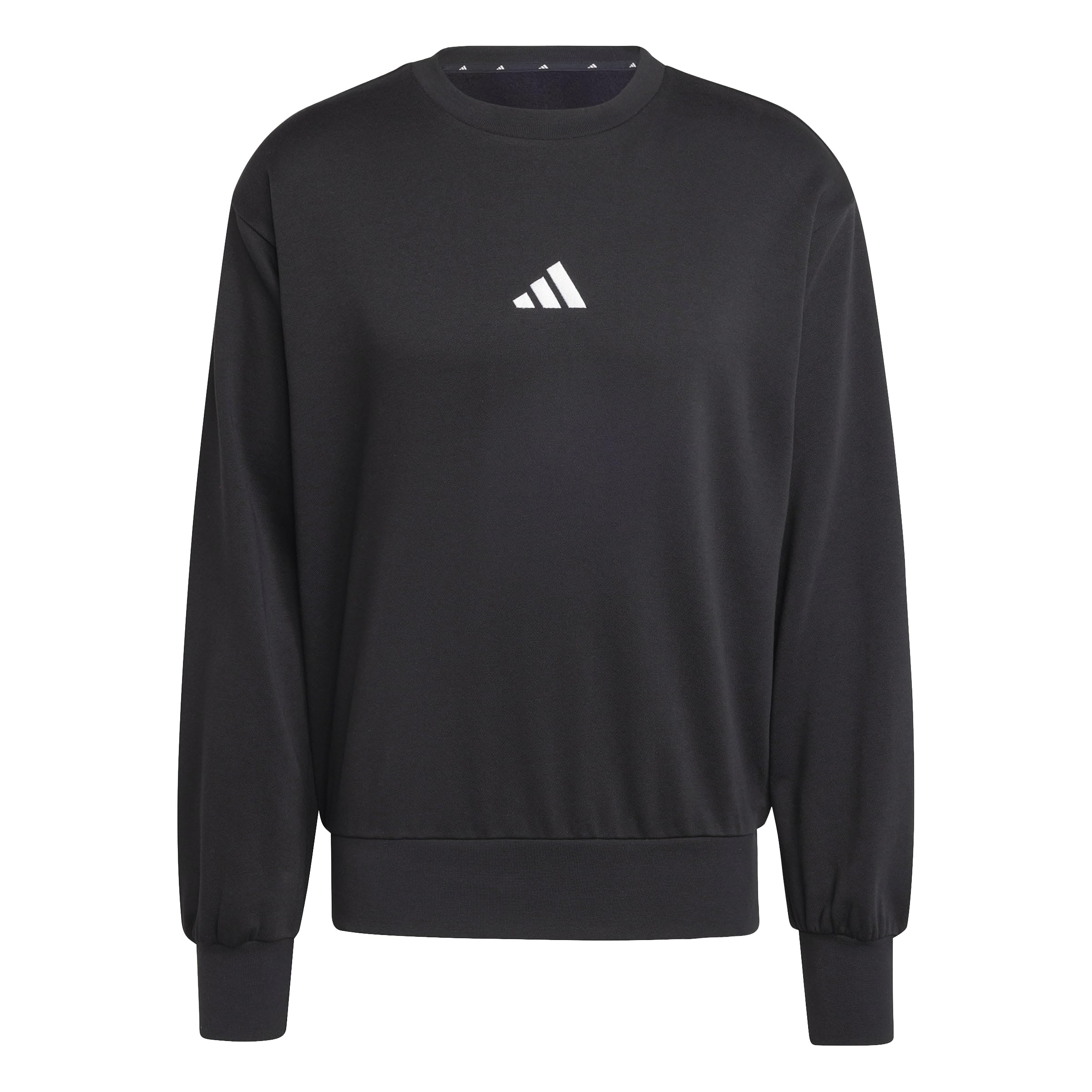 adidas Men's Essentials Feelcozy Fleece Sweatshirt, black/white, L