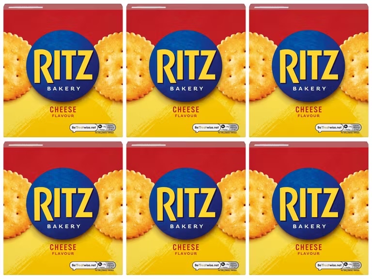 6 x Ritz Cheese Flavoured Crackers, Classic Savoury Snack 140g (£3.40 / £2.80 S&S)