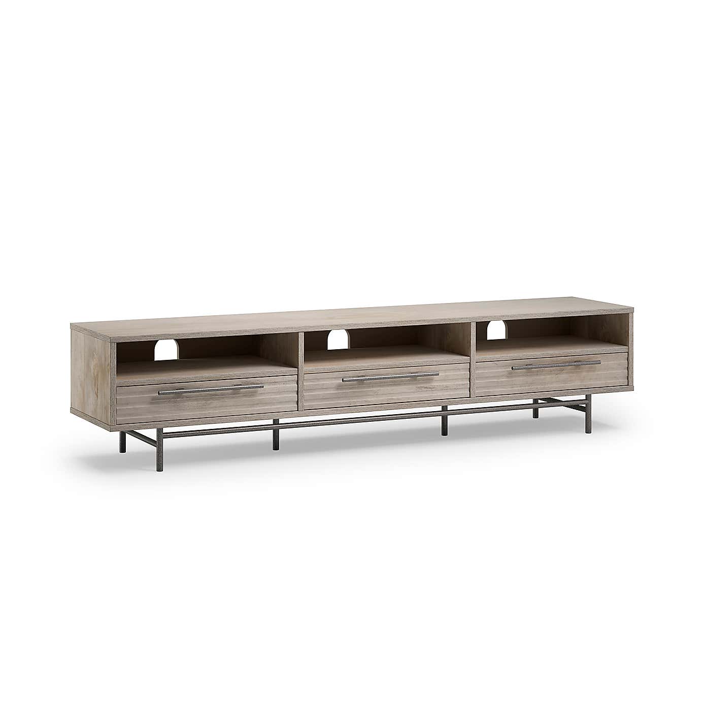 Bryant Extra Wide TV Unit for TVs up to 80" in Whitewashed Wood