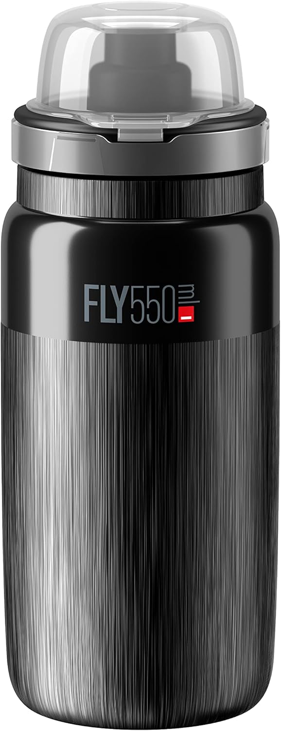 ELITE Fly MTB Water Bottle Black – Ultra Lightweight Mountain Bike Cycling Bottle with Dust Cap – 550ml
