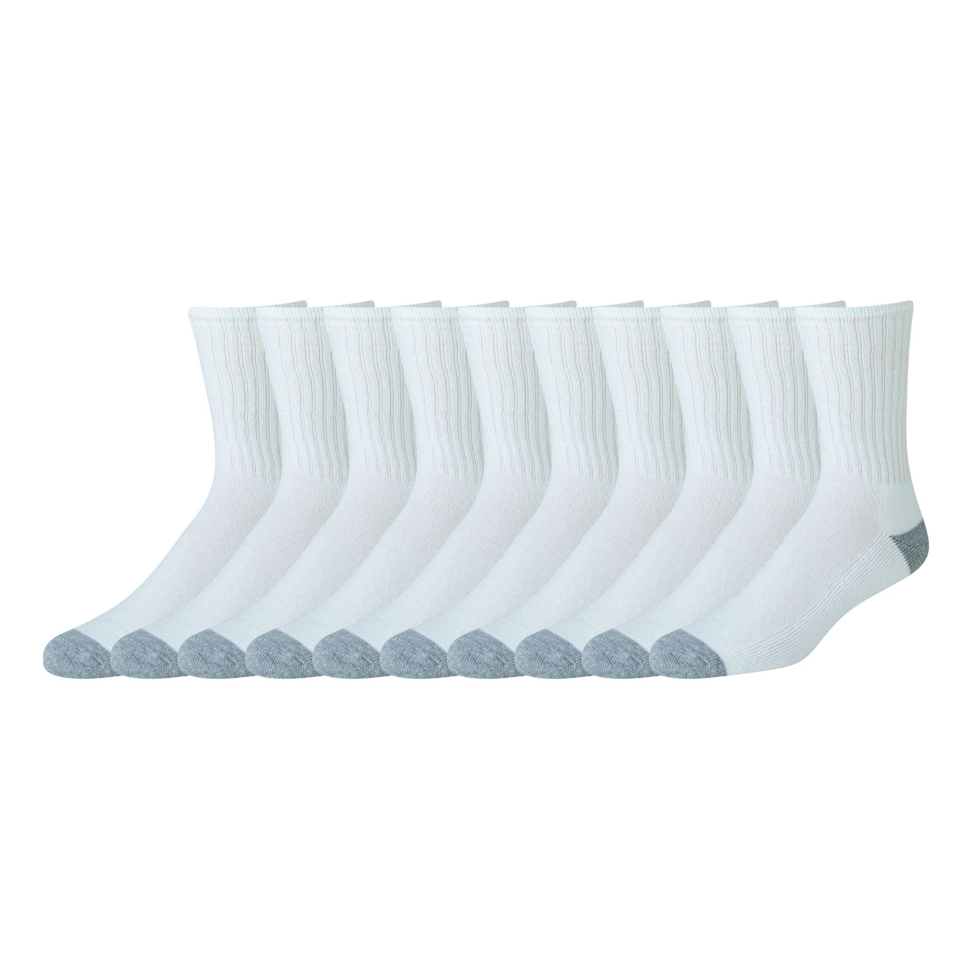 Amazon Essentials Men's Comfortable Durable Half-Cushioned Cotton Crew Sports Socks (10 pairs) 7-11