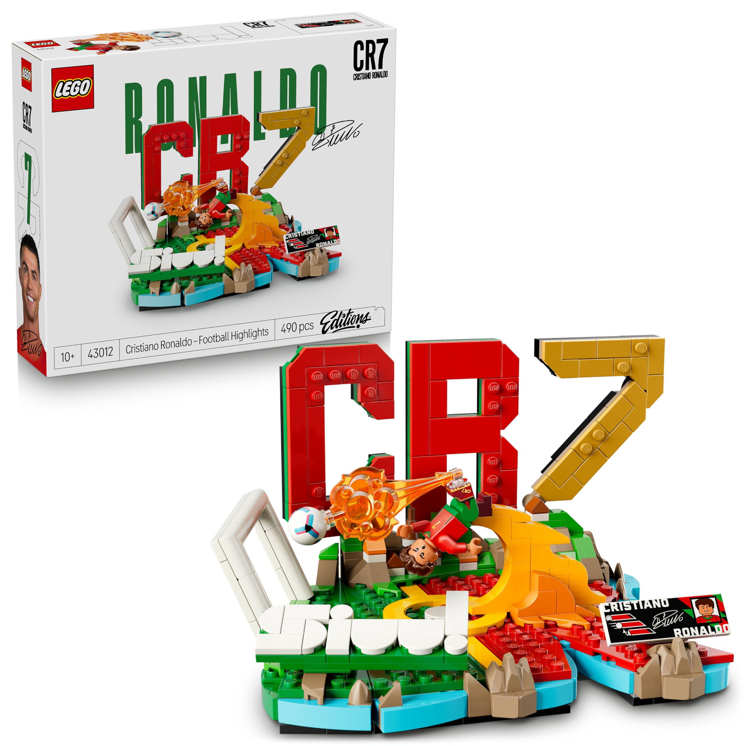 LEGO Editions Cristiano Ronaldo – Football Highlights Toy - 3D Display Model Kit w/Collectible Minifigure - Kids' Room Decor - 43012