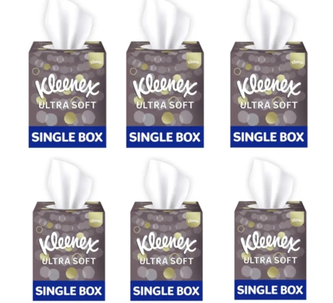 6 x Kleenex Ultra Soft Facial Tissues - Single Cube Tissue Box (£3.36 with max s&s)