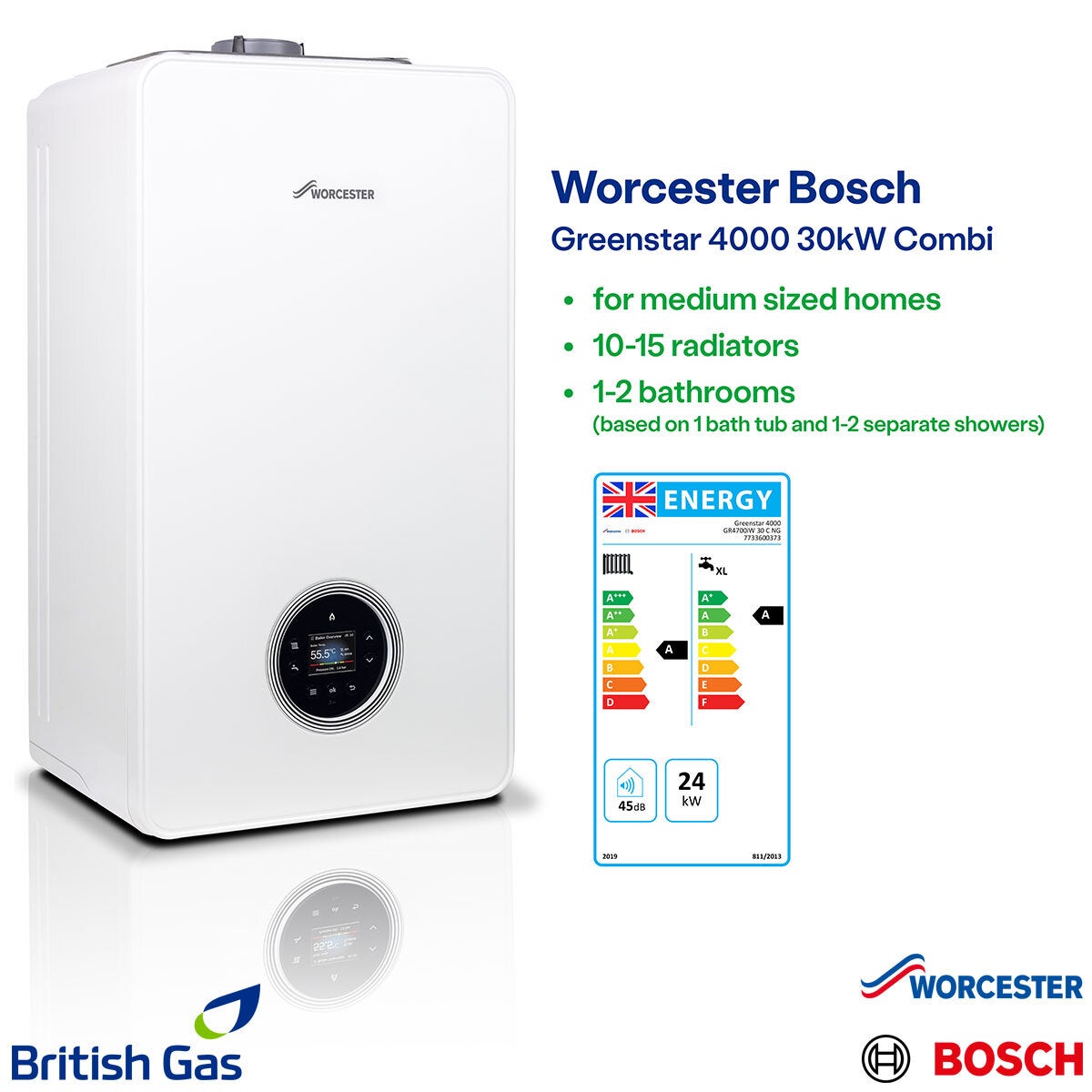 Worcester Bosch Greenstar 2000 25kW Combi Boiler - 4000 30kW £2324.99 - 8000 36kW £2699.98 - 5 Year Warranty Supplied/Installed British Gas