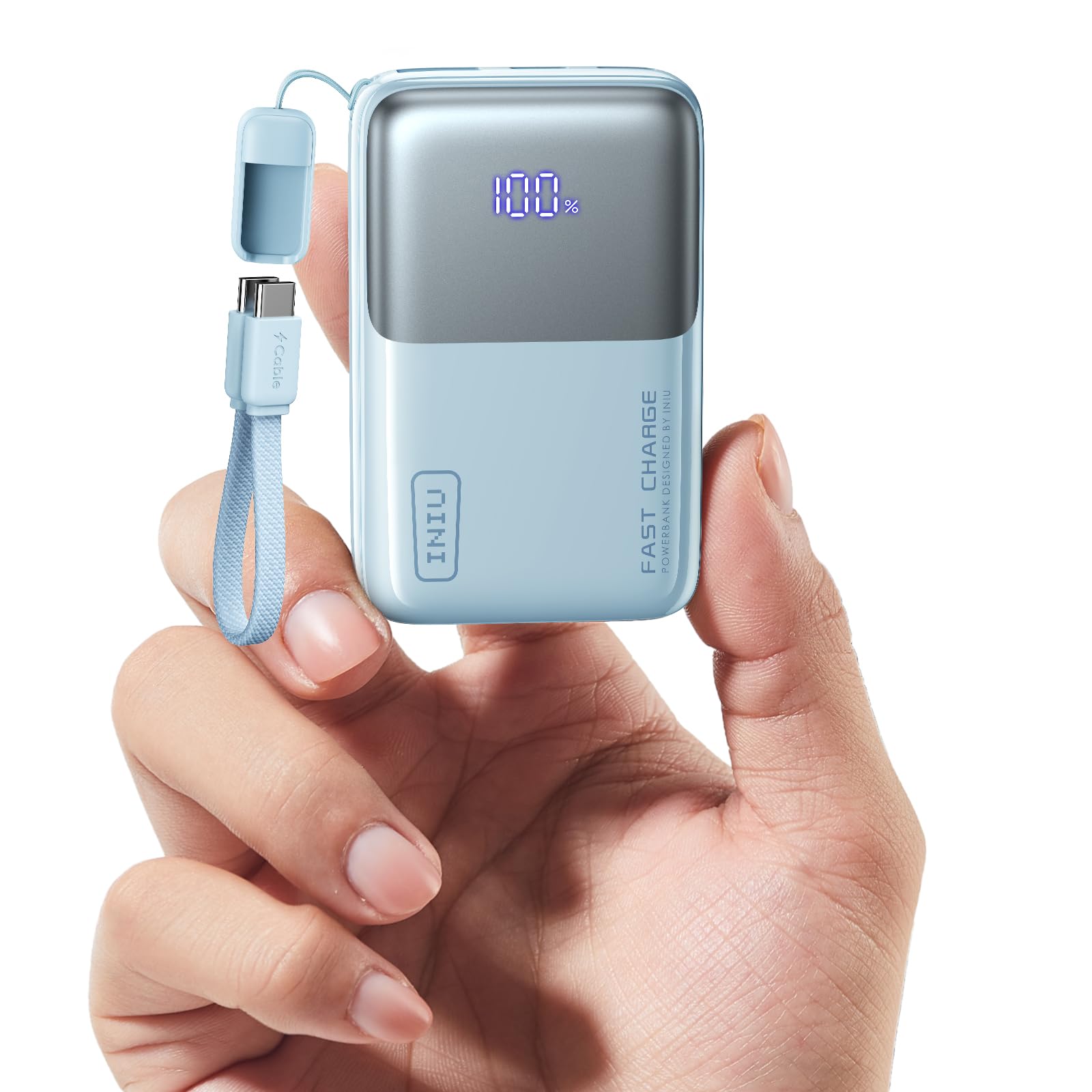 INIU Power Bank, Ultra Mini 10000mAh 45W Fast Charging Phone Battery Pack - Blue / Black / White / Purple - w/ Voucher