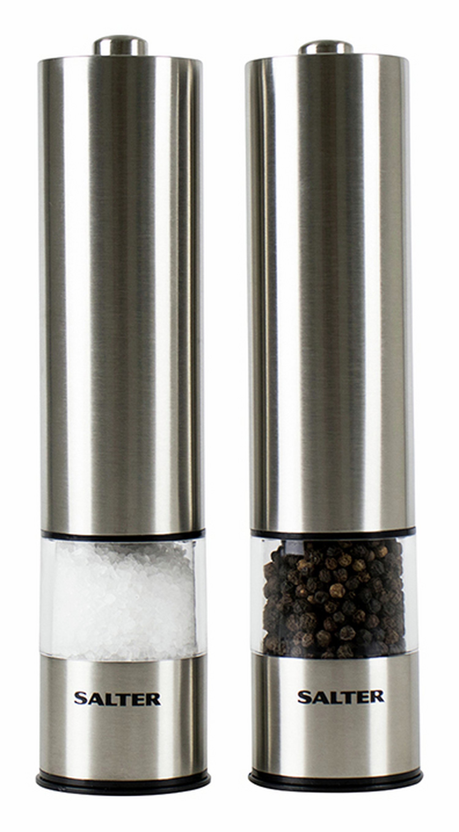 Salter Electronic Stainless Steel Salt & Pepper Mill Set - Silver - 10 Year Warranty - Free C&C