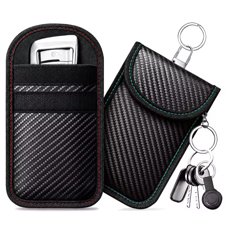 Caslord Faraday Pouch for Car Keys, Pack of 2, Anti-Theft RFID Key Fob Protection Bag, M, Red and Blue - Sold by Futing EU / FBA