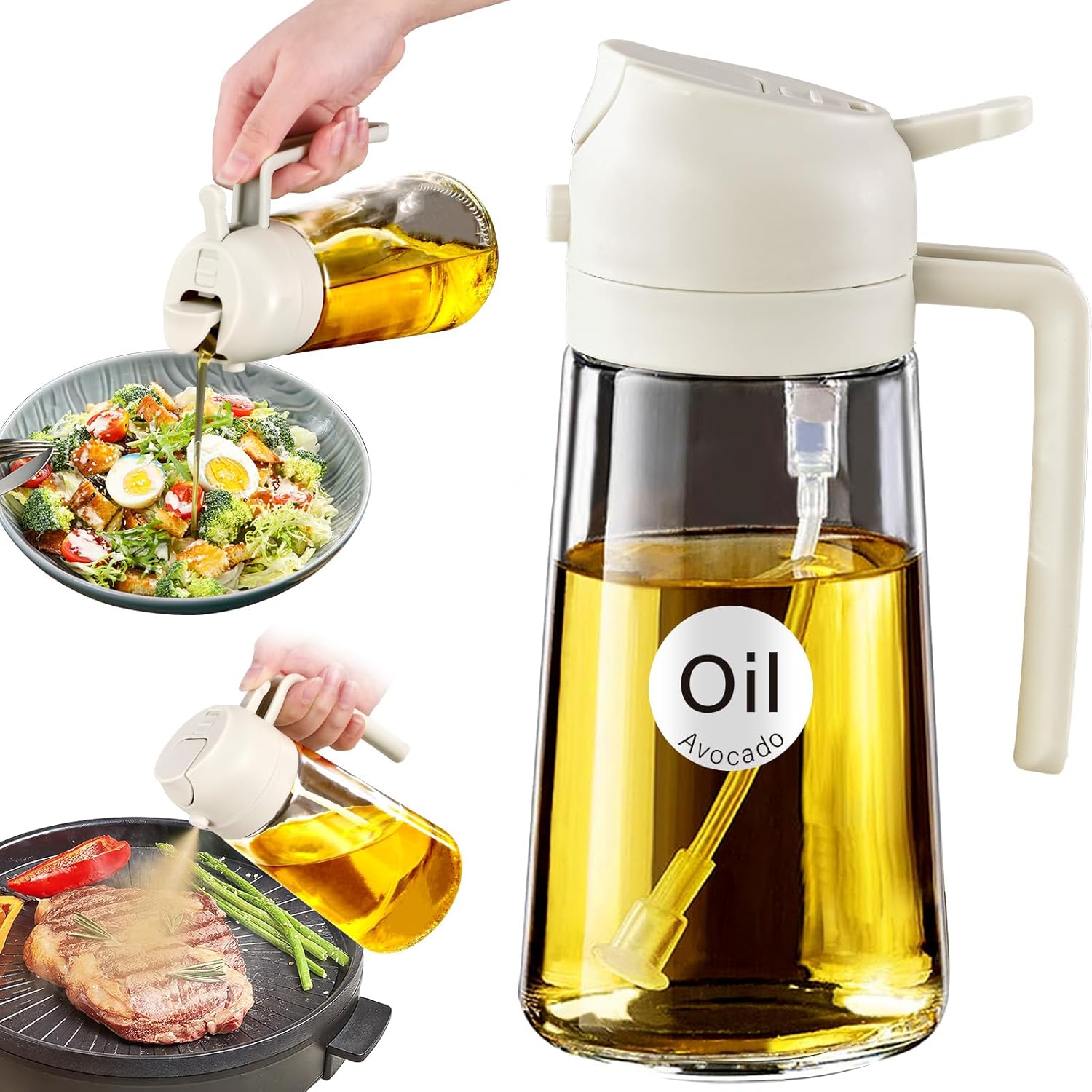 YARRAMATE 16oz/470ml Oil Sprayer for Cooking with Stickers, Food-grade Premium 2 in 1 Olive Oil Dispenser Bottle - Sold by YARRAMATE / FBA
