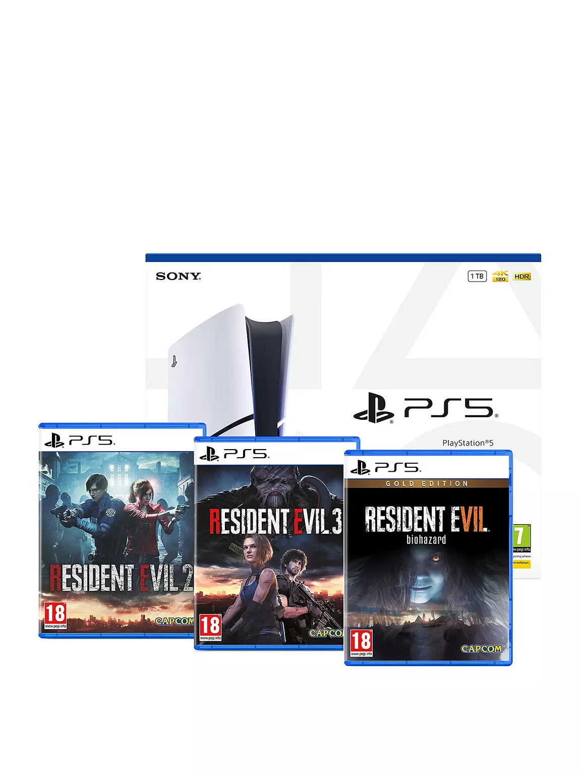 PlayStation5 Disc Console – 1TB & Resident Evil 2, Resident Evil 3, Resident Evil 7: Gold Edition