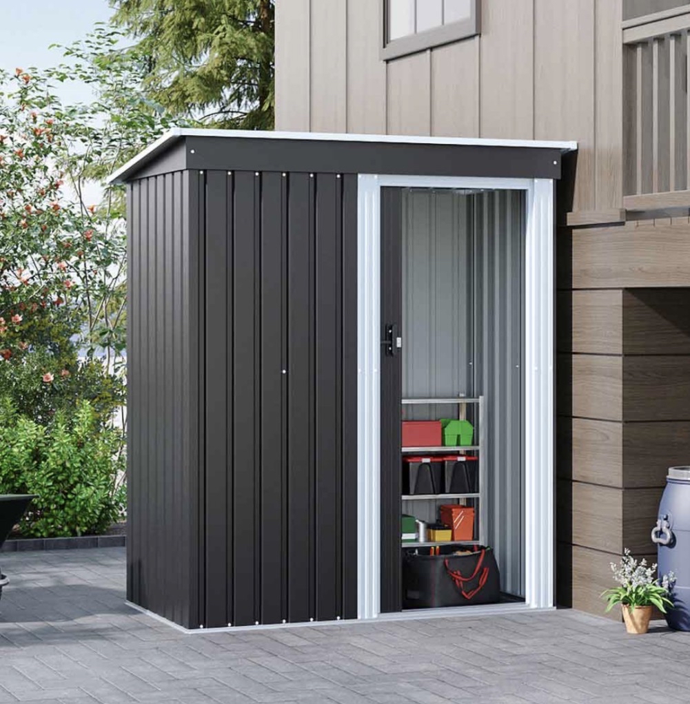 Roomy Lockable Metal Storage Shed 164x88x182cm Anthracite