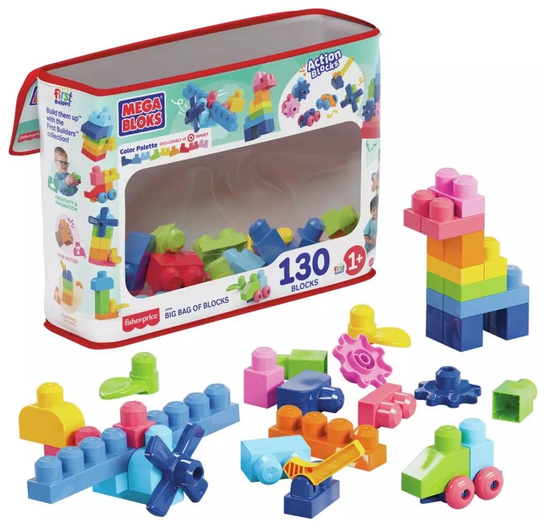 MEGA BLOKS First Builders Big Bag of Blocks Toy With 130 Pieces - Free C&C