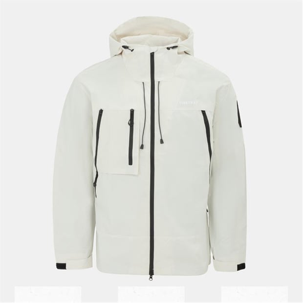Firetrap Men's Windproof Hooded Long Sleeve Windbreaker - Beige