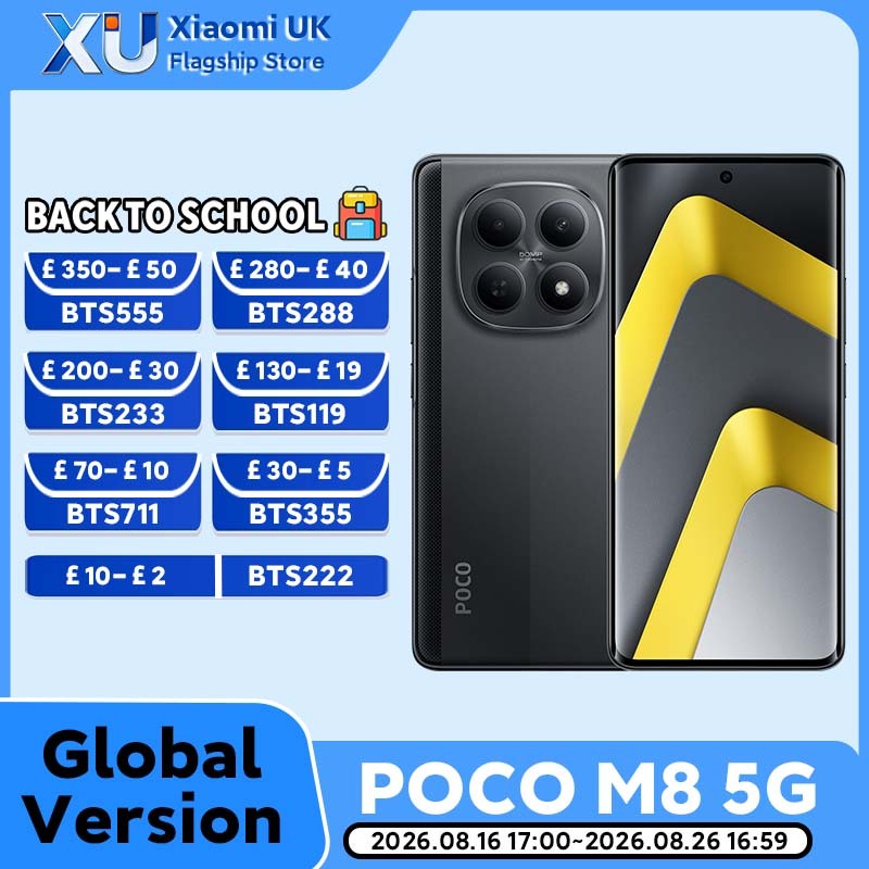 Global Version POCO M8 5G 512GB 256GB Snapdragon 6 Gen 3 Processor Smartphone 8GB 512GB with code - Xiaomi UK Flagship Store