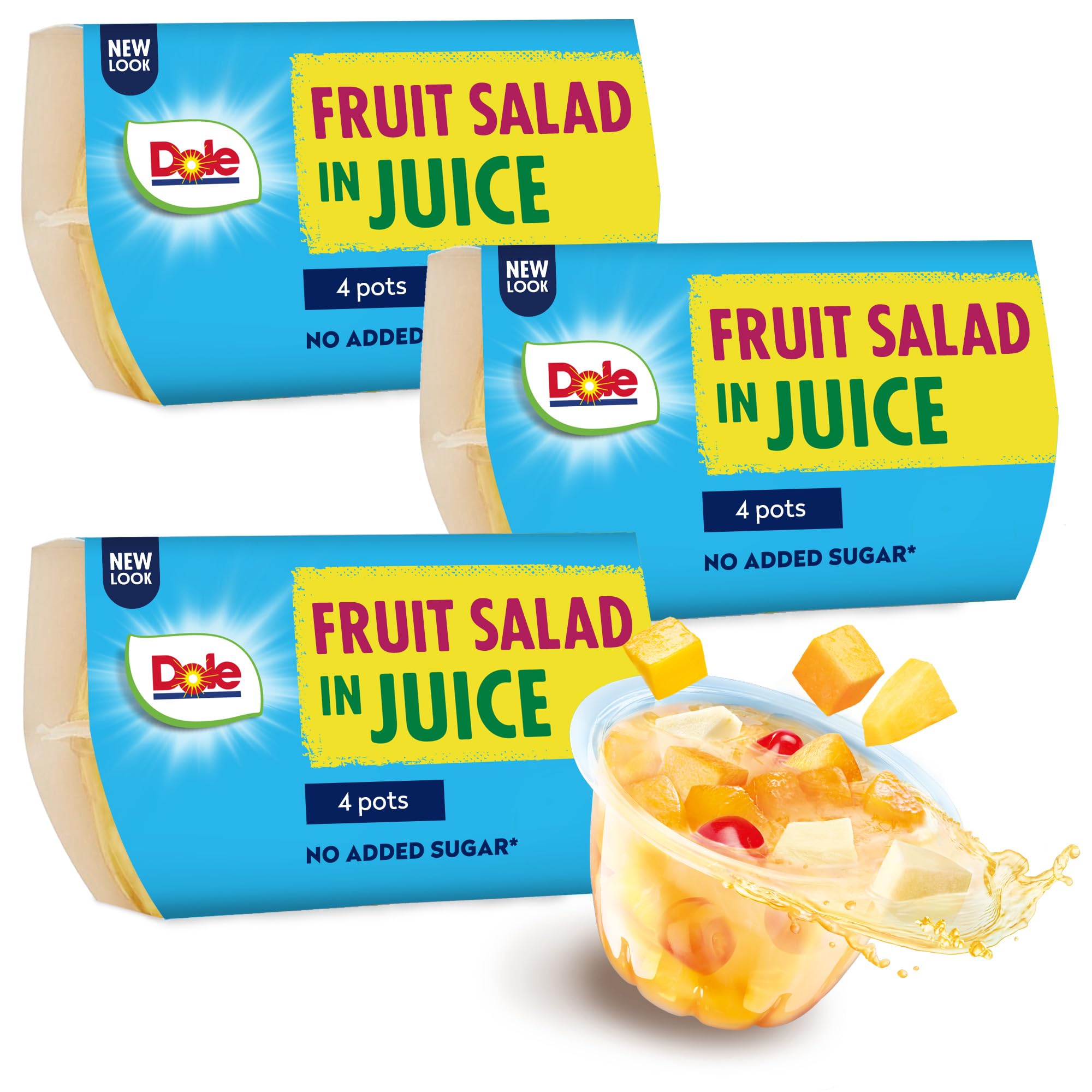 DOLE Peach in juice 3x4 Pack 12 pots Fruit Pieces in Juice | No Added Sugar (£3.99 S/S)