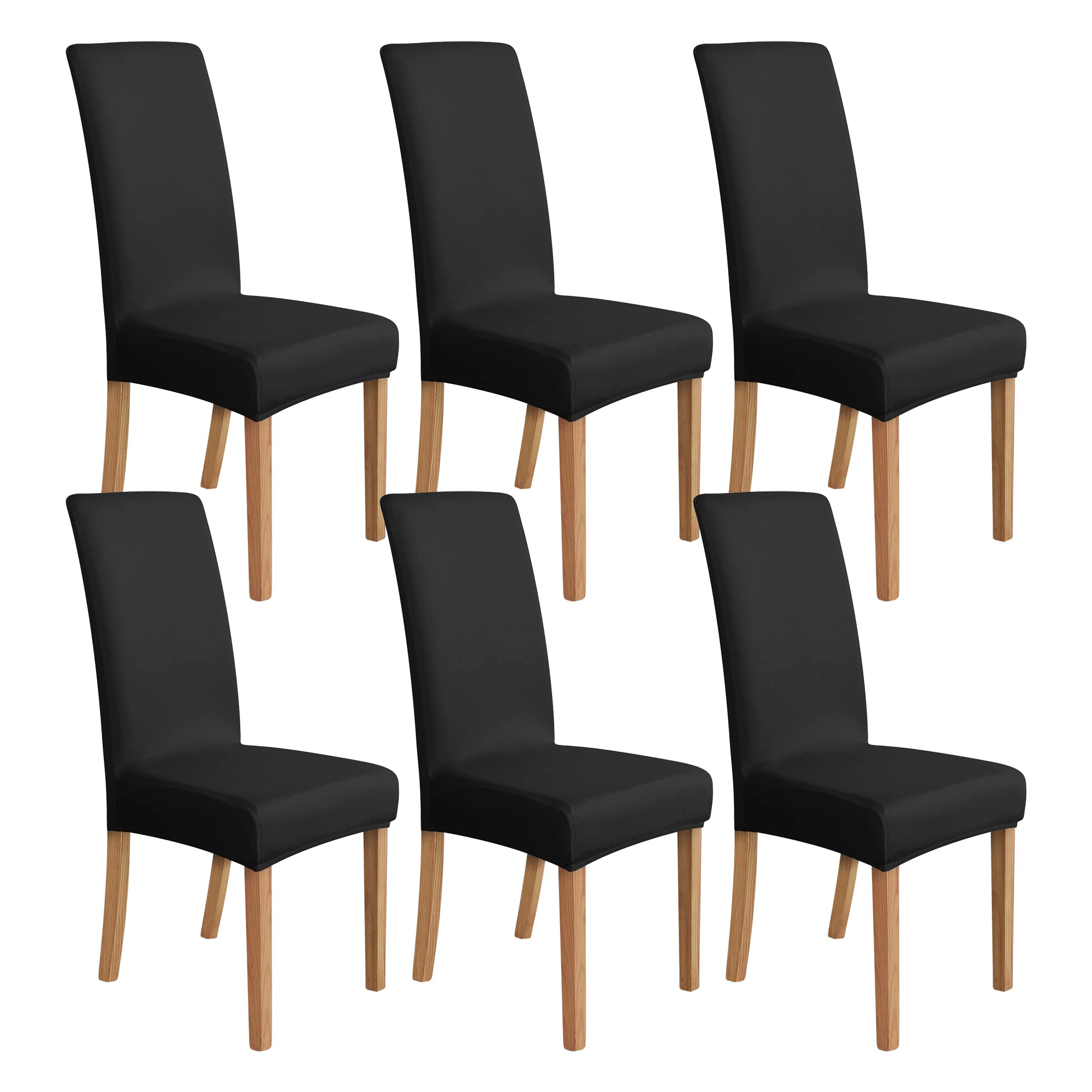 Amazon Basics Stretch Dining Chair Covers, Set of 6, Black, Solid