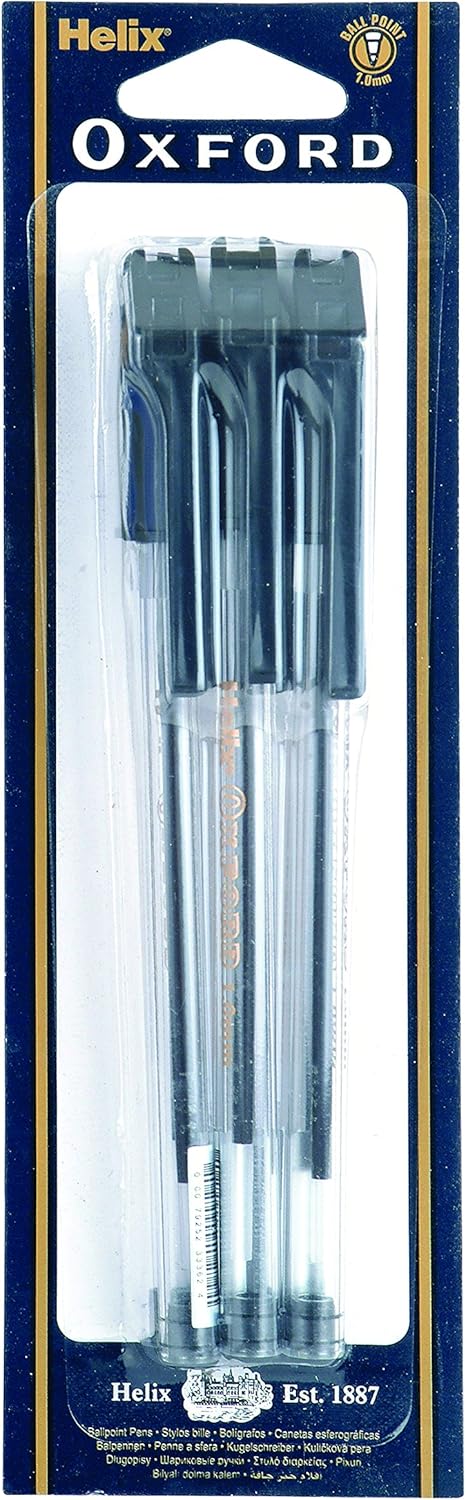 Helix Oxford Black Ballpoint Pens (Pack of 6)