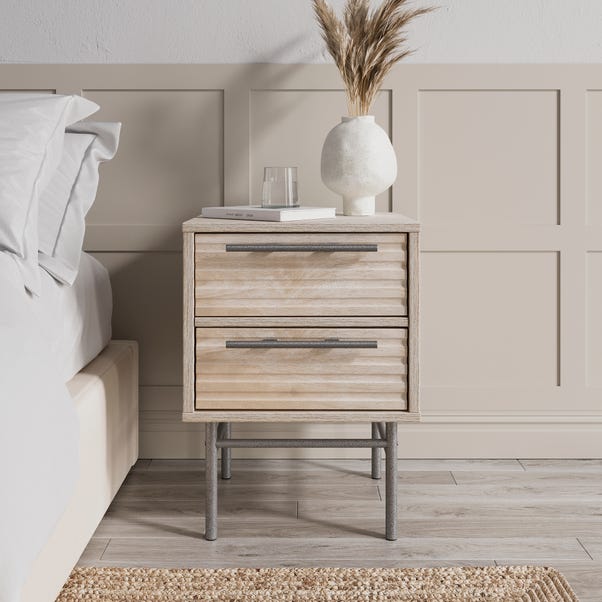 Bryant 2 Drawer Bedside Table - Colour Whitewash - Free C&C