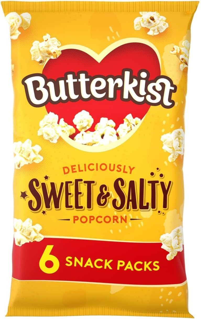 Butterkist - Sweet & Salty Popcorn 6 x 12g Bags - 60 Calories Per 12g Bag - Gluten Free - w/Voucher