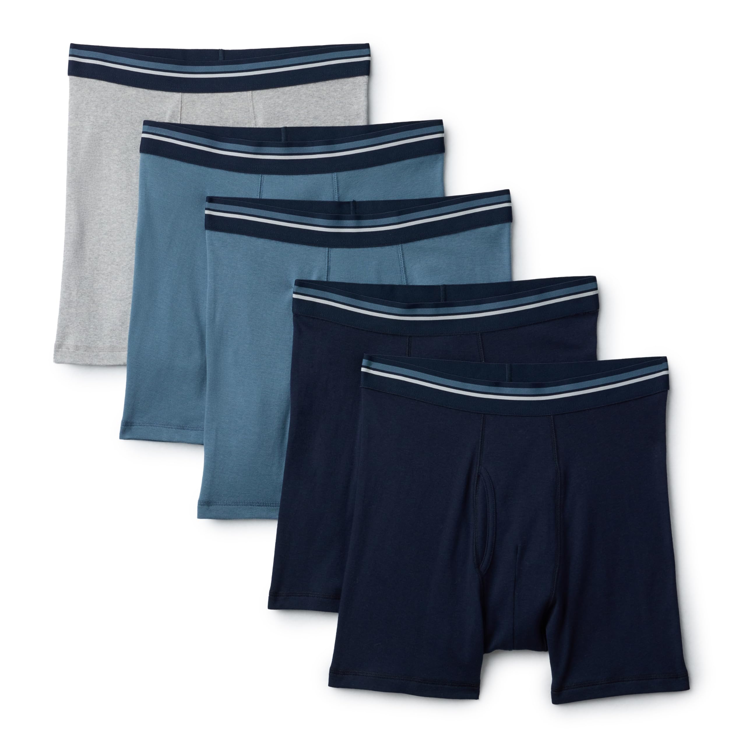 Amazon Essentials Men's Breathable Cotton Boxer Brief Pants, Tag-Free, Pack of 5 - XS / S / M / L / XXL