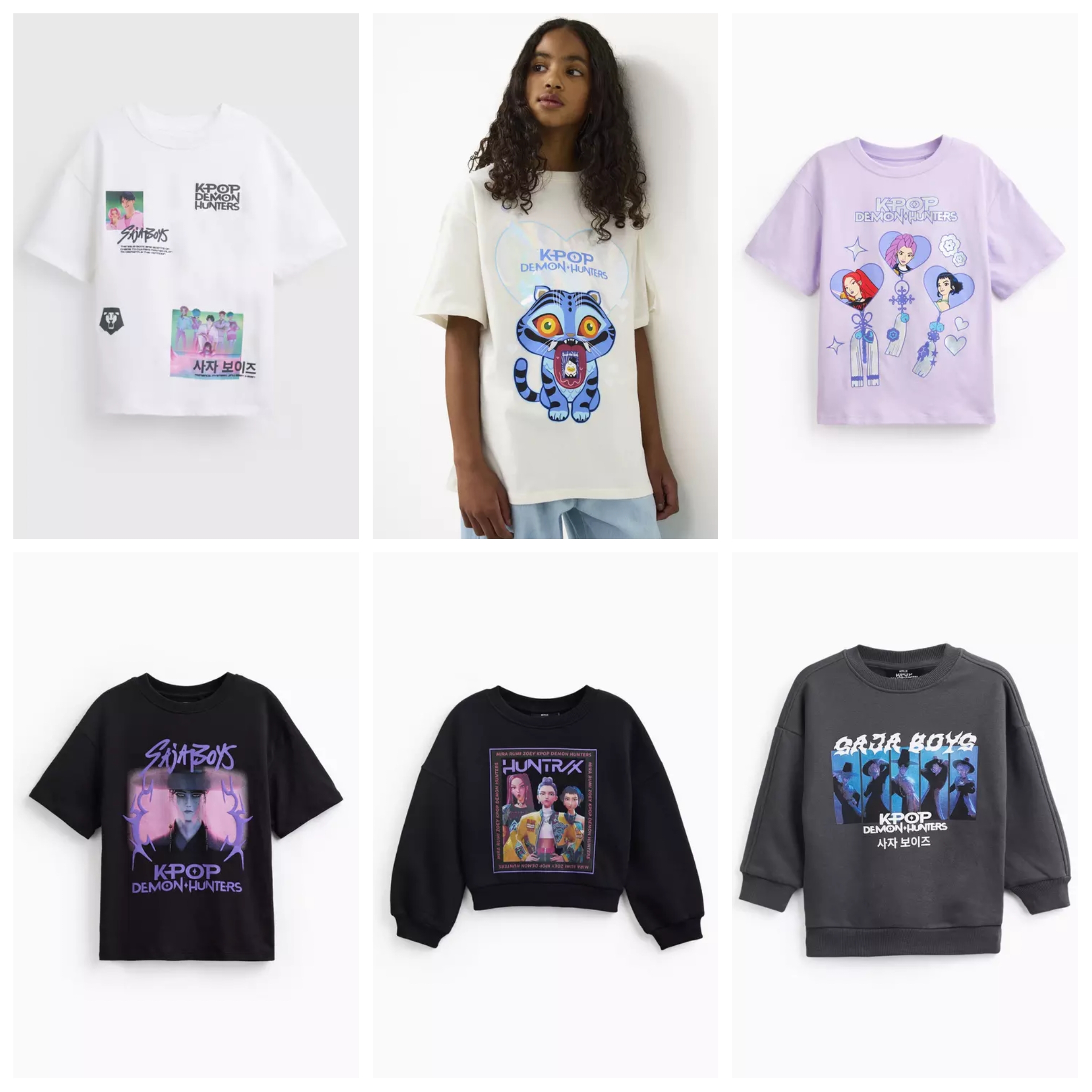 Kids KPop Demon Hunters White, Cream, Lilac, Black T-Shirt / Charcoal Sweatshirt £3.60 / Grey Sweatshirt £3.90 + Free C&C