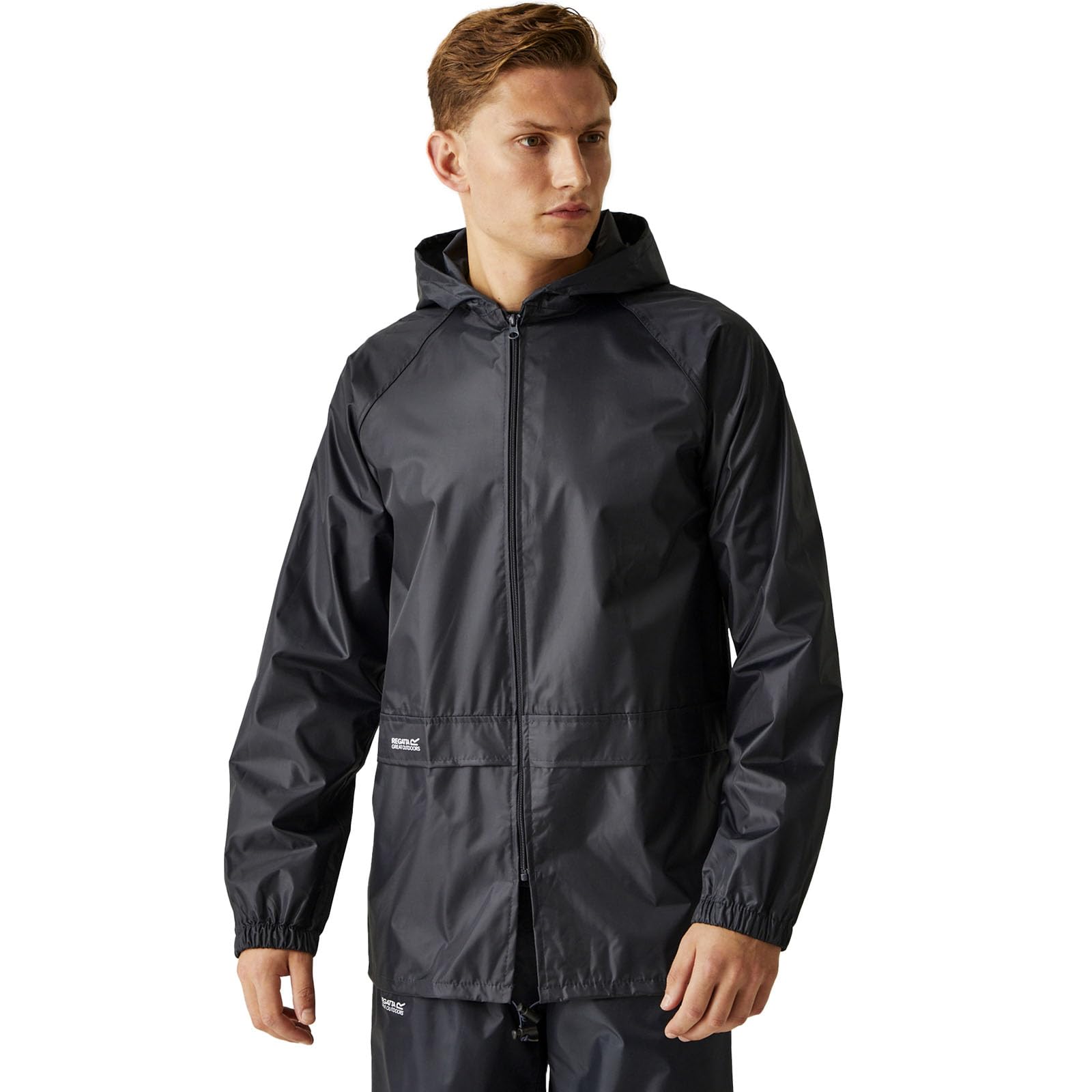 Regatta Mens Stormbreak Waterproof Jacket Unlined Hooded Rain Coat, Black, Size S - 3XL