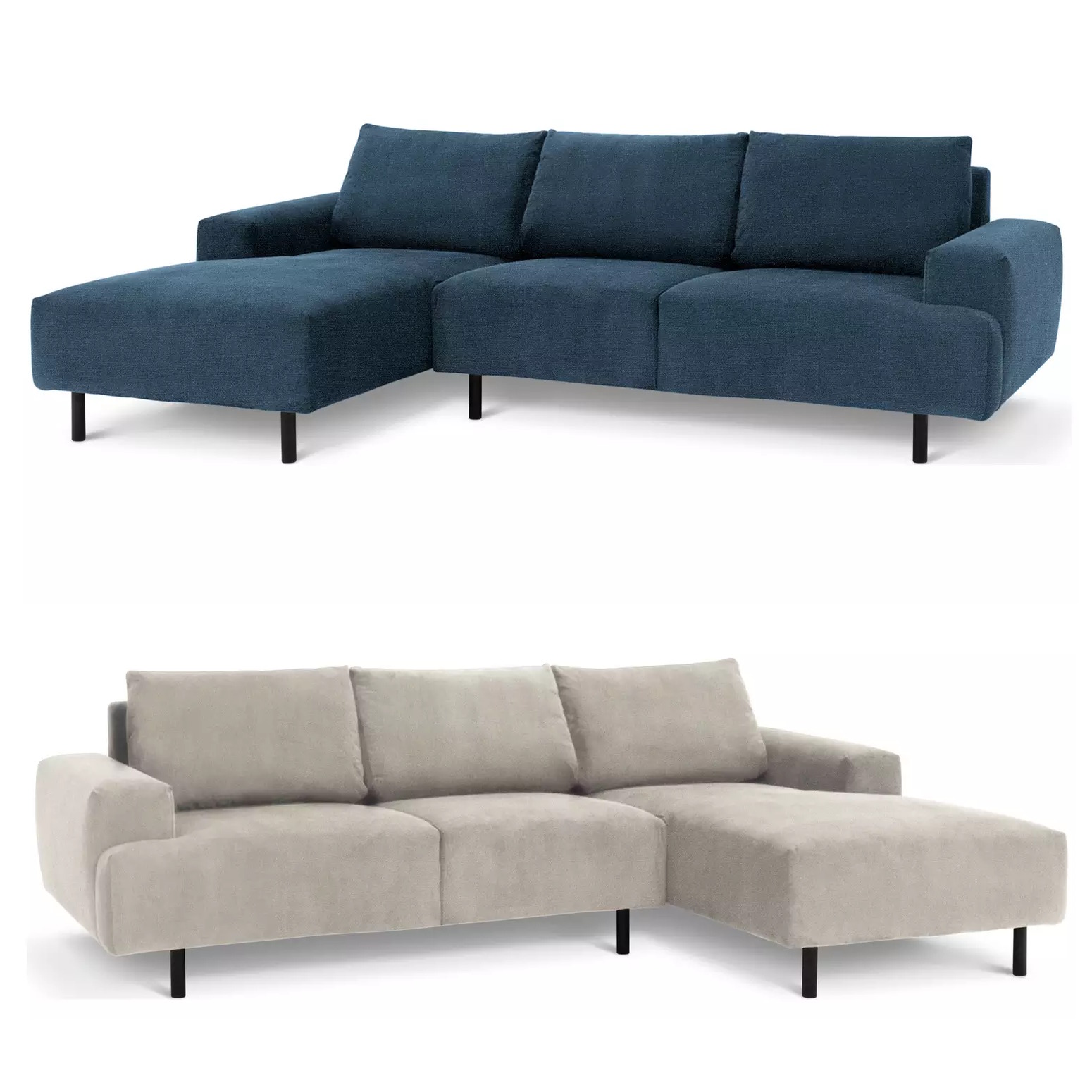 Habitat Julien Velvet Left Hand or Right Hand Corner Chaise Sofa - Navy / Natural