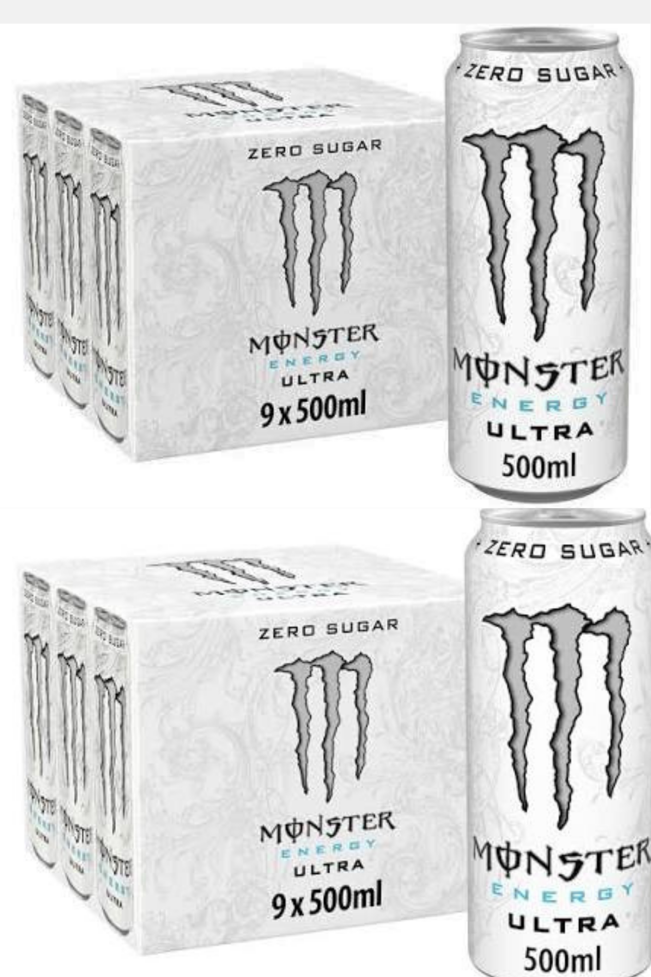 2x Monster Ultra Energy Drink Zero Sugar, 9 x 500ml - (S&S £15.02 / £13.08)