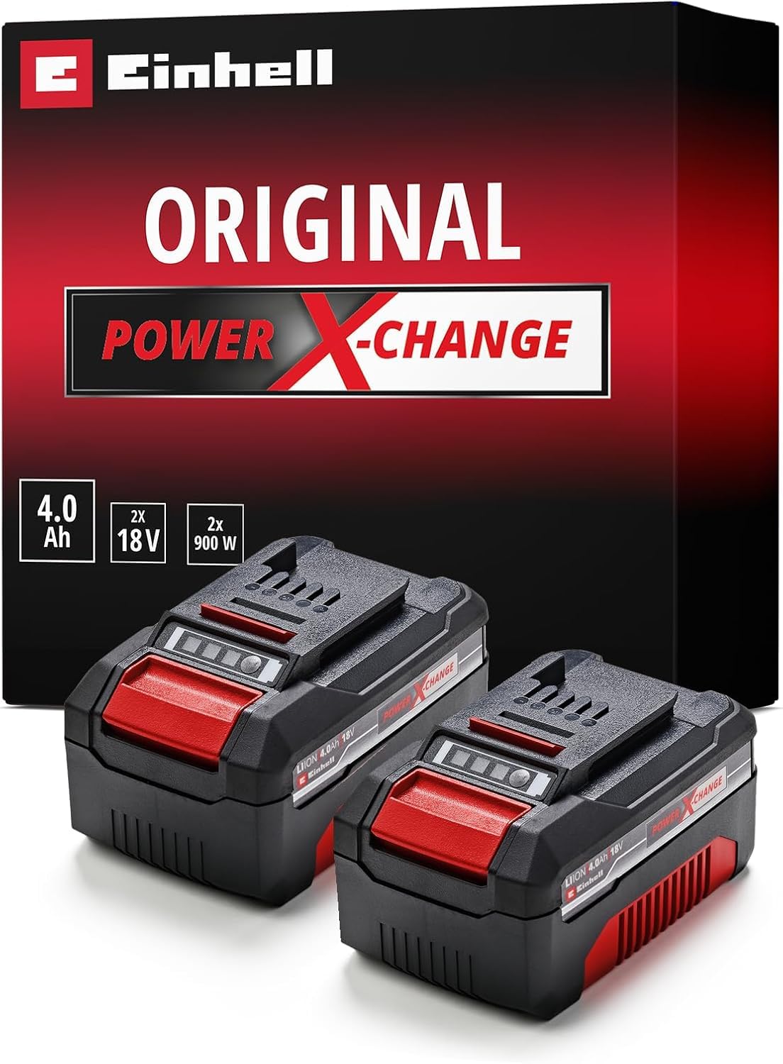 Einhell 18V 4.0Ah Lithium-Ion Battery Twin Pack PXC 2 x 4.0Ah Batteries Universally Compatible With All Einhell PXC Power Tools