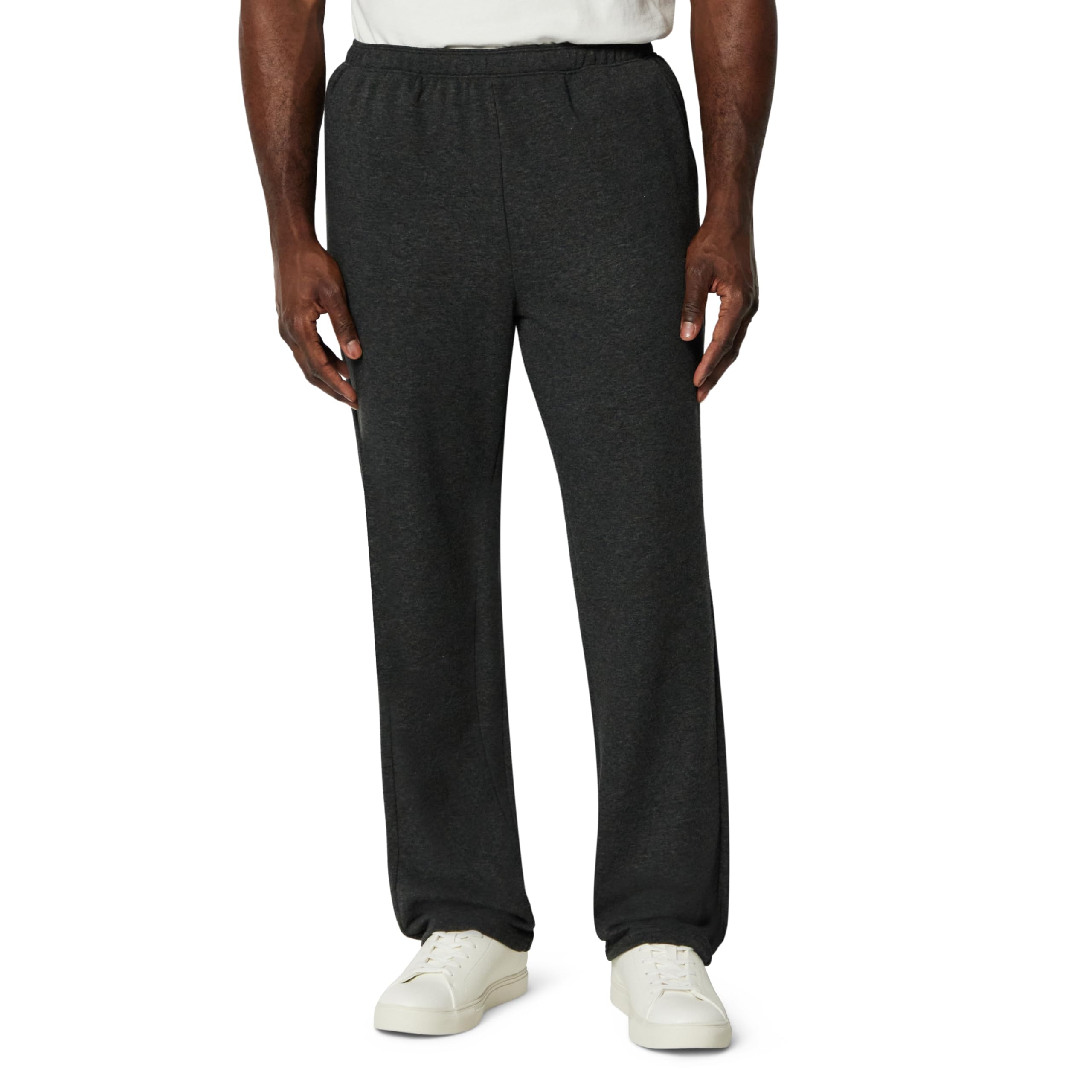 Amazon Essentials Men's Regular-Fit Soft Cotton Open-Hem Sweatpants, charcoal heather - Size M only