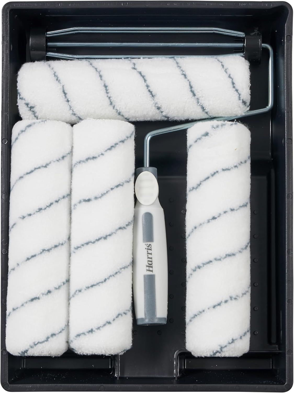 Harris Seriously Good Walls & Ceilings Paint Roller Set 9in, 1 x 9" Frame, 4 x 9" Medium Pile Roller Sleeves & Tray 9"