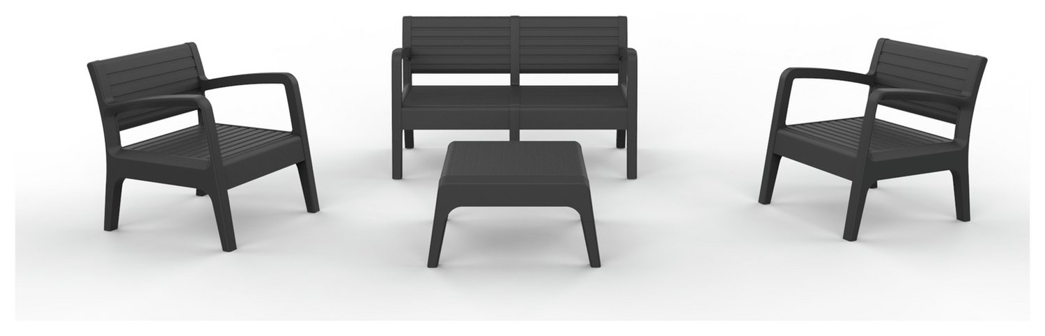 Shaf Valencia 4 Seater Plastic Garden Sofa Set - Dark Grey