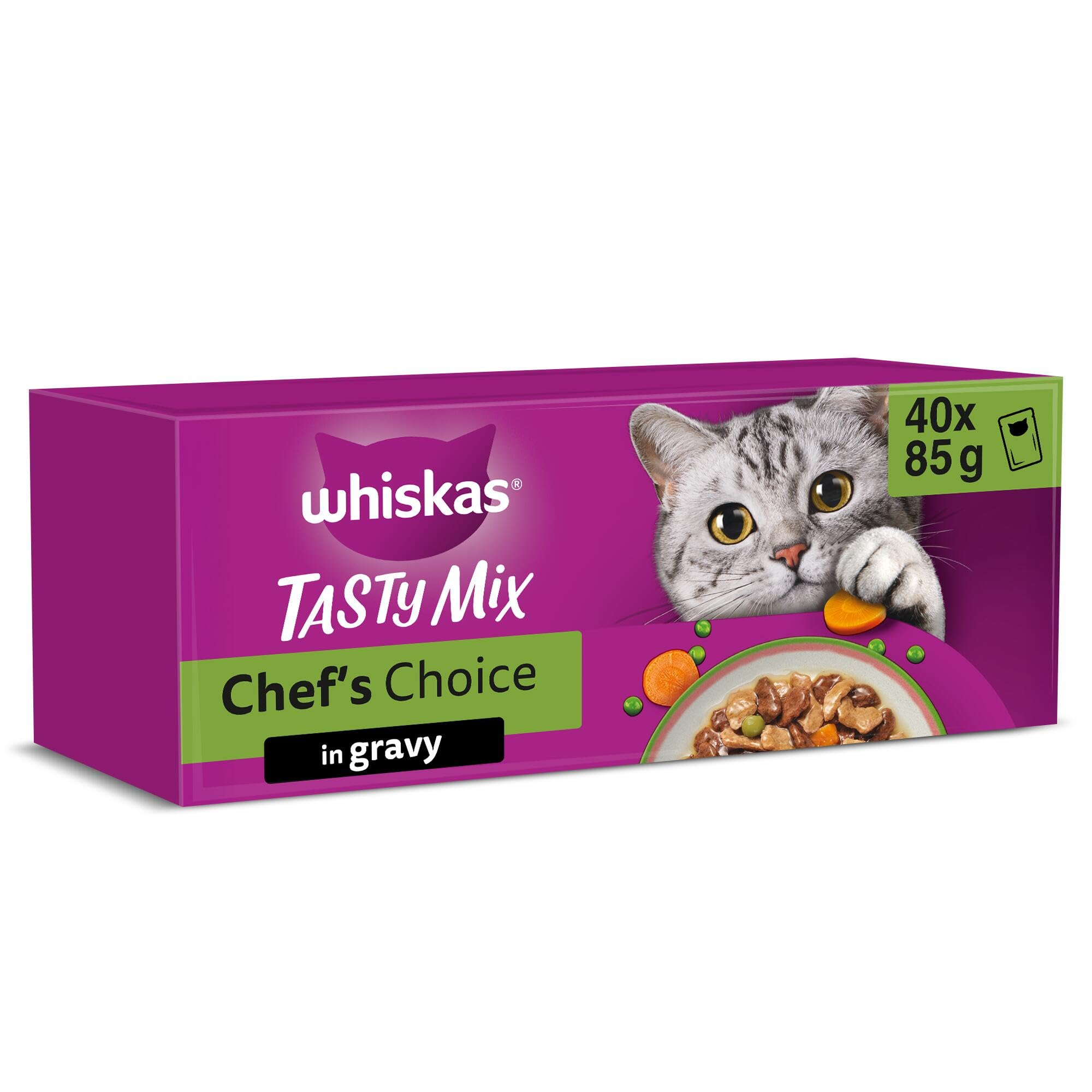 whiskas Tasty Mix 1+Chef´s Choice in Gravy 40 x 85g Pouches, Adult Cat Food - at checkout ( £7.07 w/checkout discount, voucher + max s&s)