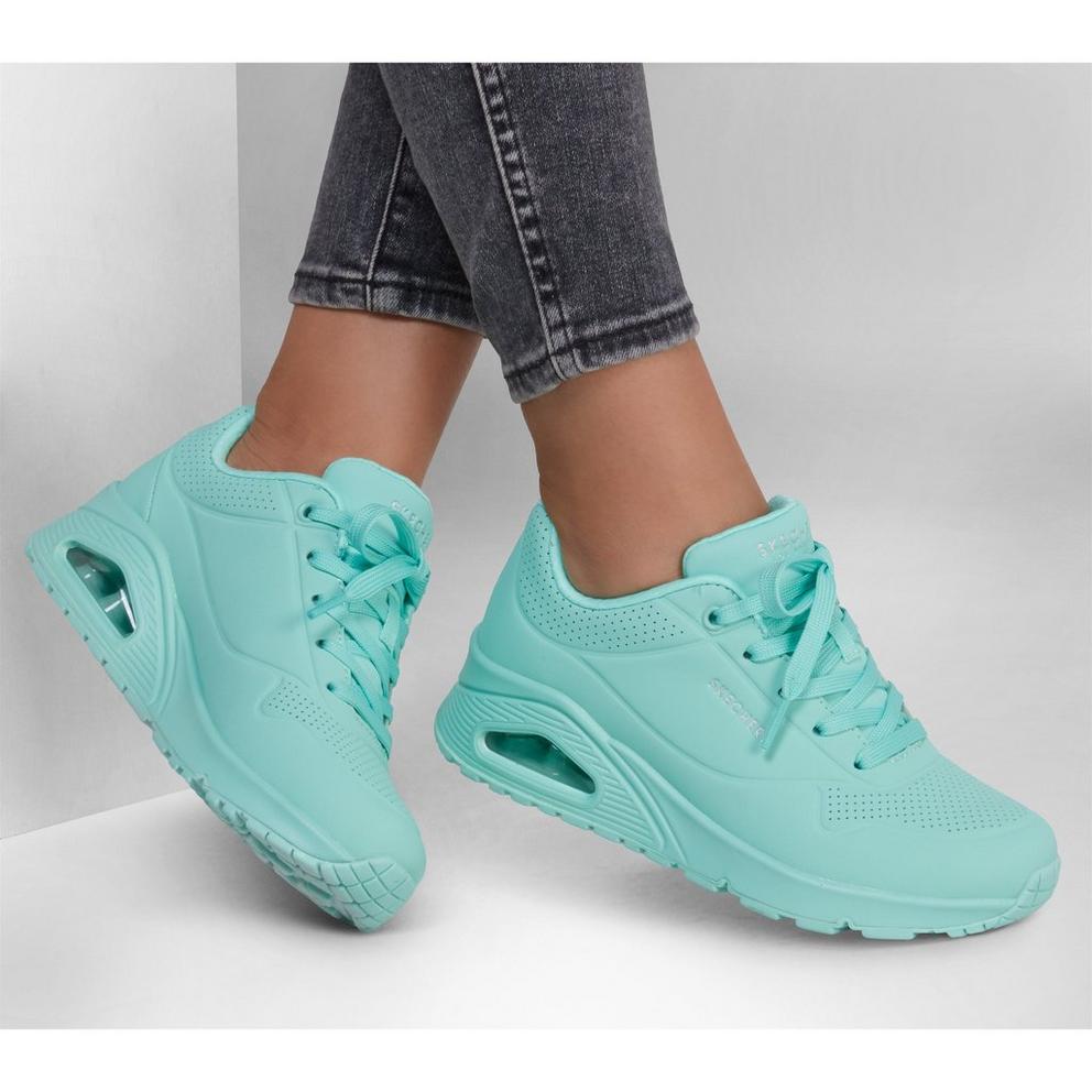 Skechers Women's Low Top Classic Trainers, Mint / Yellow - Size 3 Only