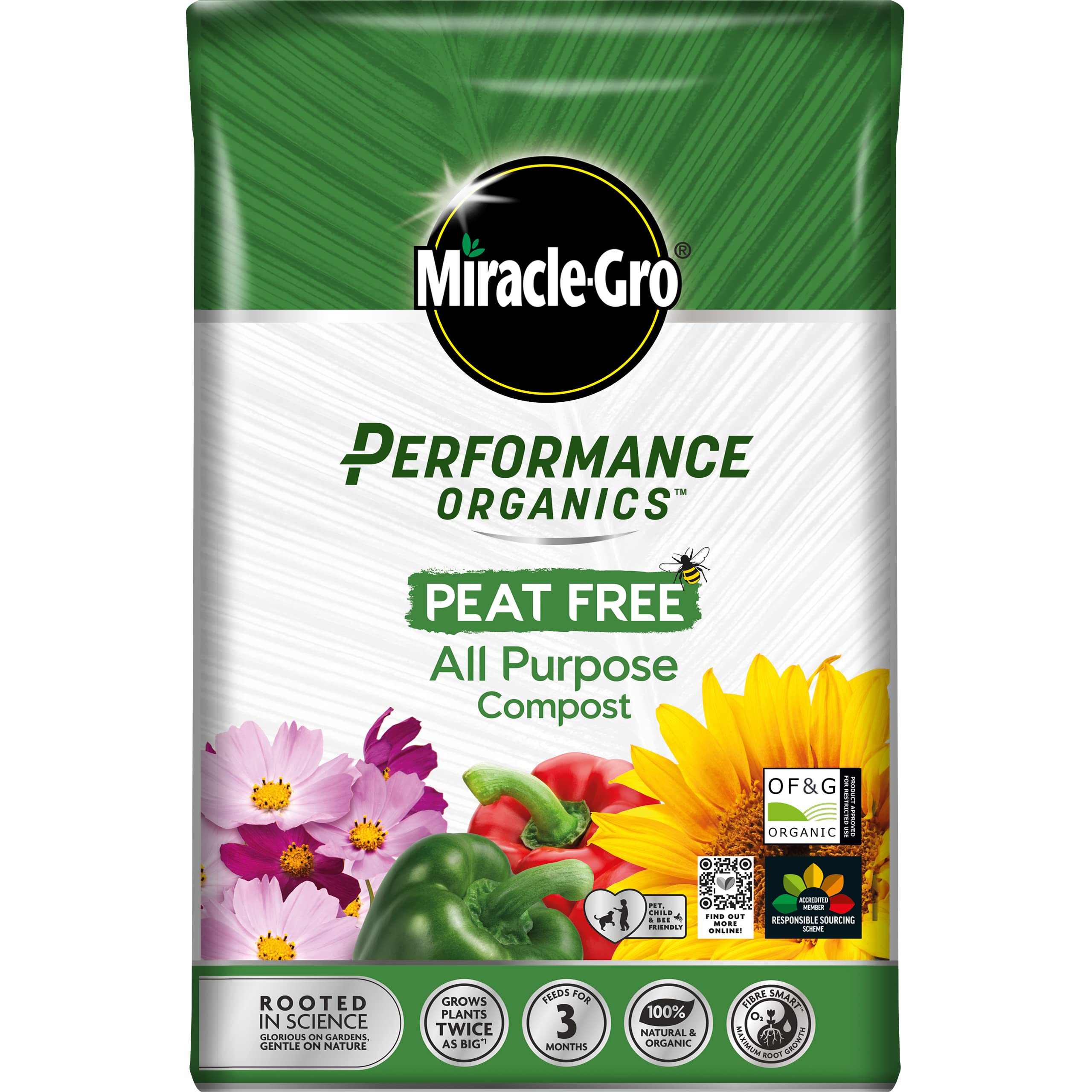 Miracle-Gro Performance Organics All Purpose Peat Free Compost, 40L