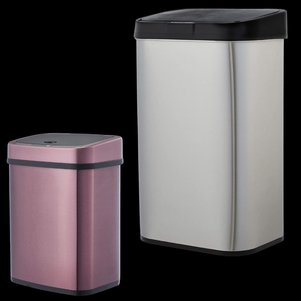 Amazon Basics Automatic Stainless Steel Rectangular Dustbin, 12 litre, Burgundy (Stainless Steel 60L £50.11)
