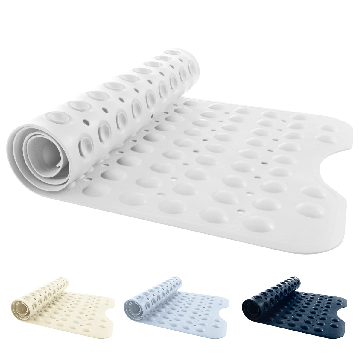 ANSIO Bath Mat, Non Slip PVC Shower Mat, 100 x 40cm, White