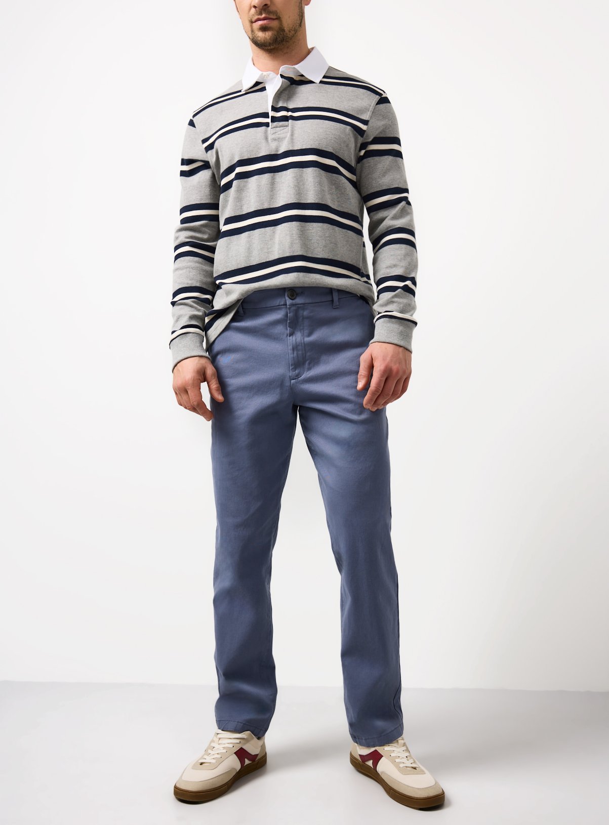 Men's Blue Straight Leg Chino Trousers 32L - Free C&C