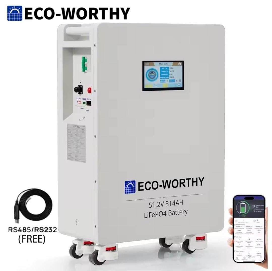 ECO-WORTHY 48V 314Ah LiFePO4 Lithium Battery, 16.1kWh High Capacity Energy Storage - Sold by ECOWORTHY UK Store