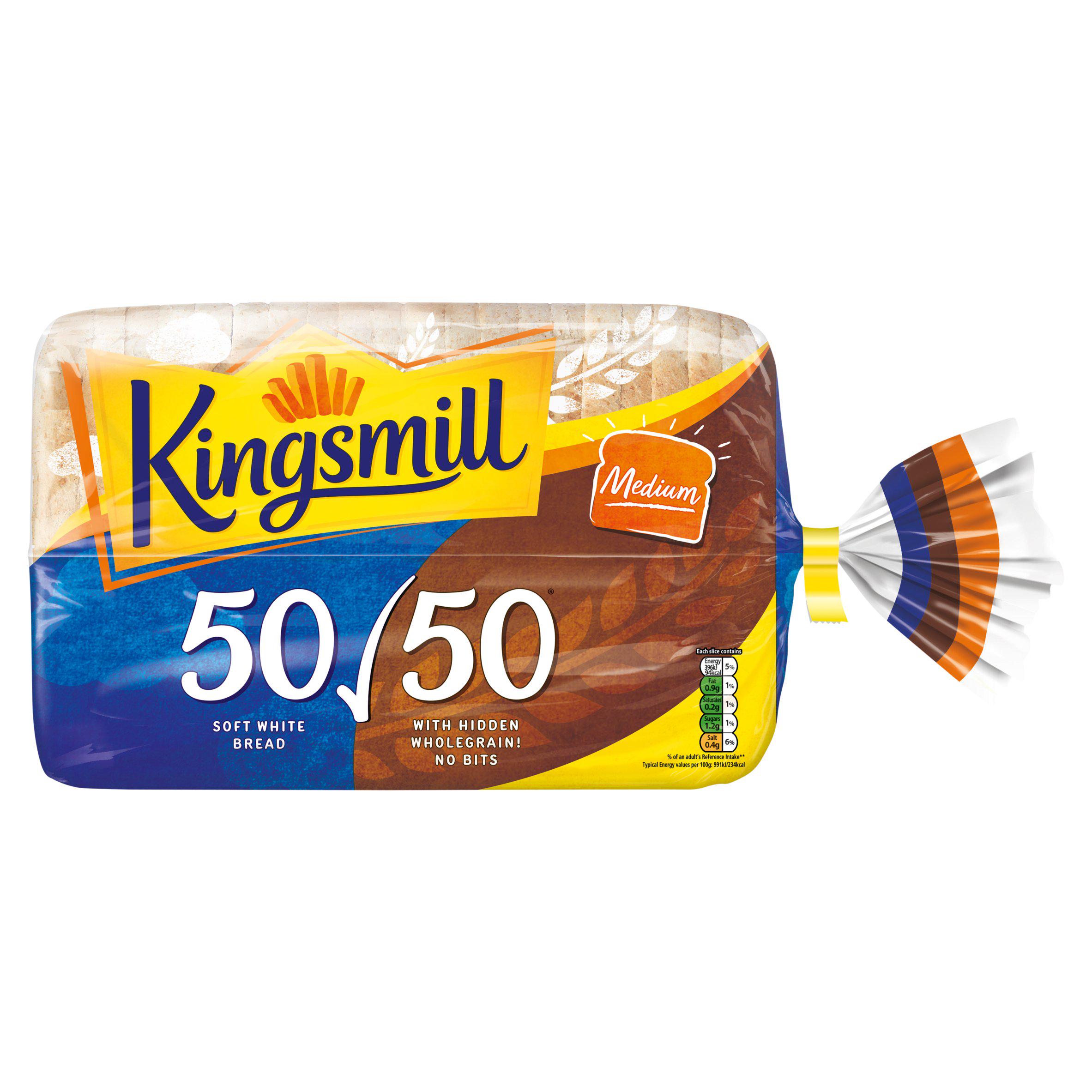 Kingsmill Medium Sliced 50/50 / Tasty Medium Wholemeal Bread 800g - Nectar Card