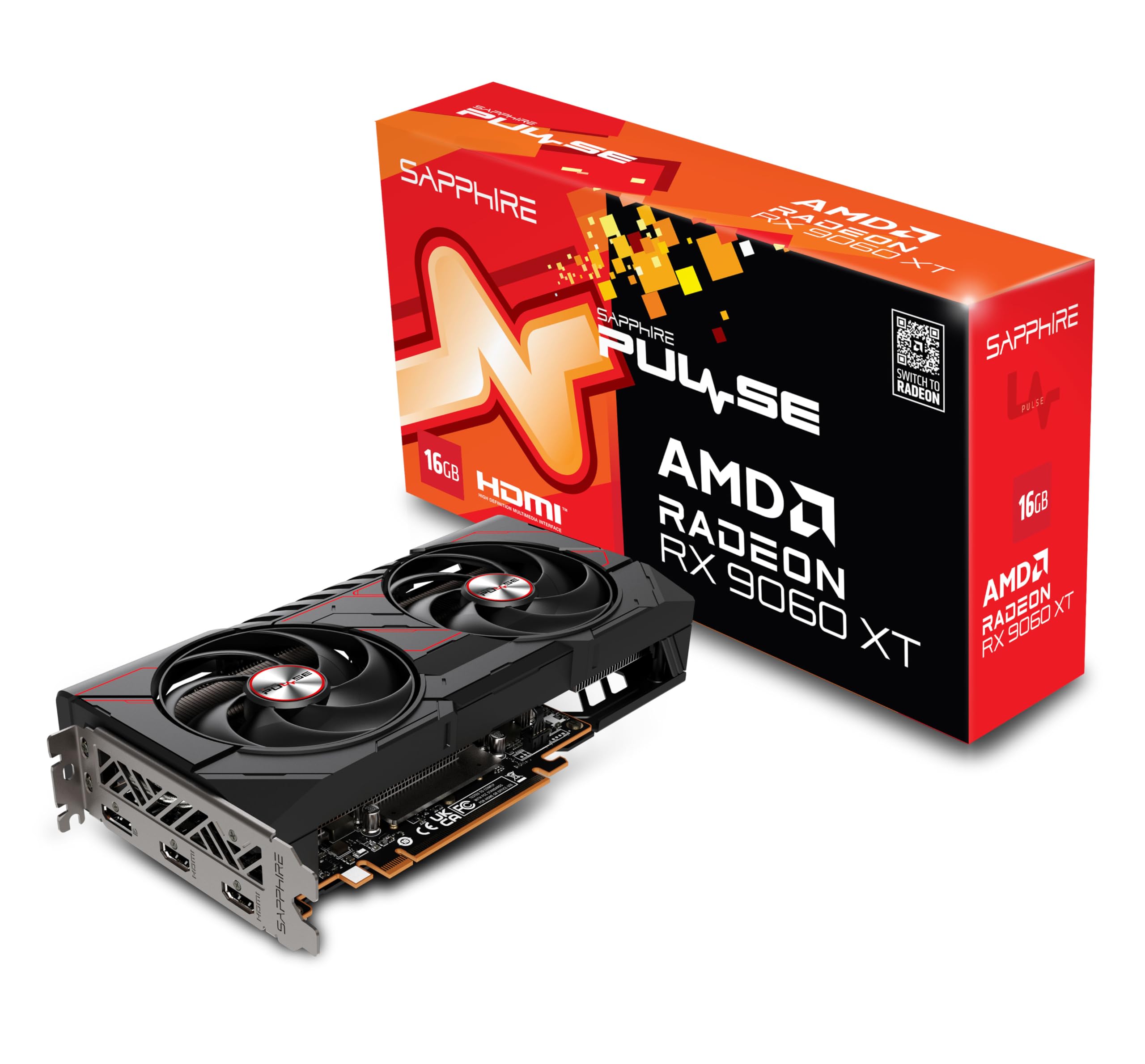 Sapphire technology Pulse AMD Radeon RX 9060 XT Gaming OC, 16GB Dual HDMI-DP