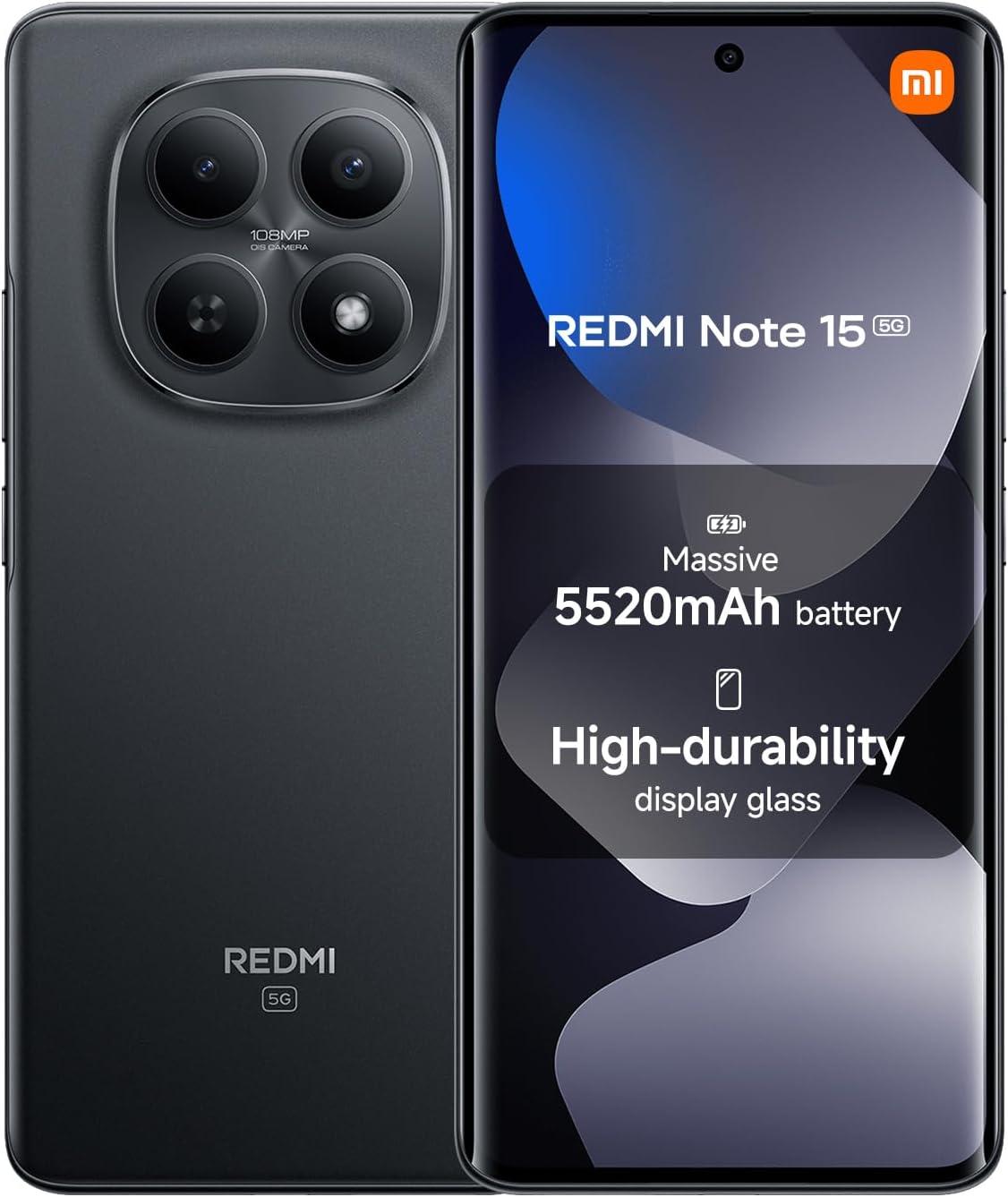 XIAOMI Redmi Note 15 5G 8+256 GB, Ultra-slim Design, IP65 Water Resistance 108MP Camera, 6.77" FHD+ Display Black & Mist Purple
