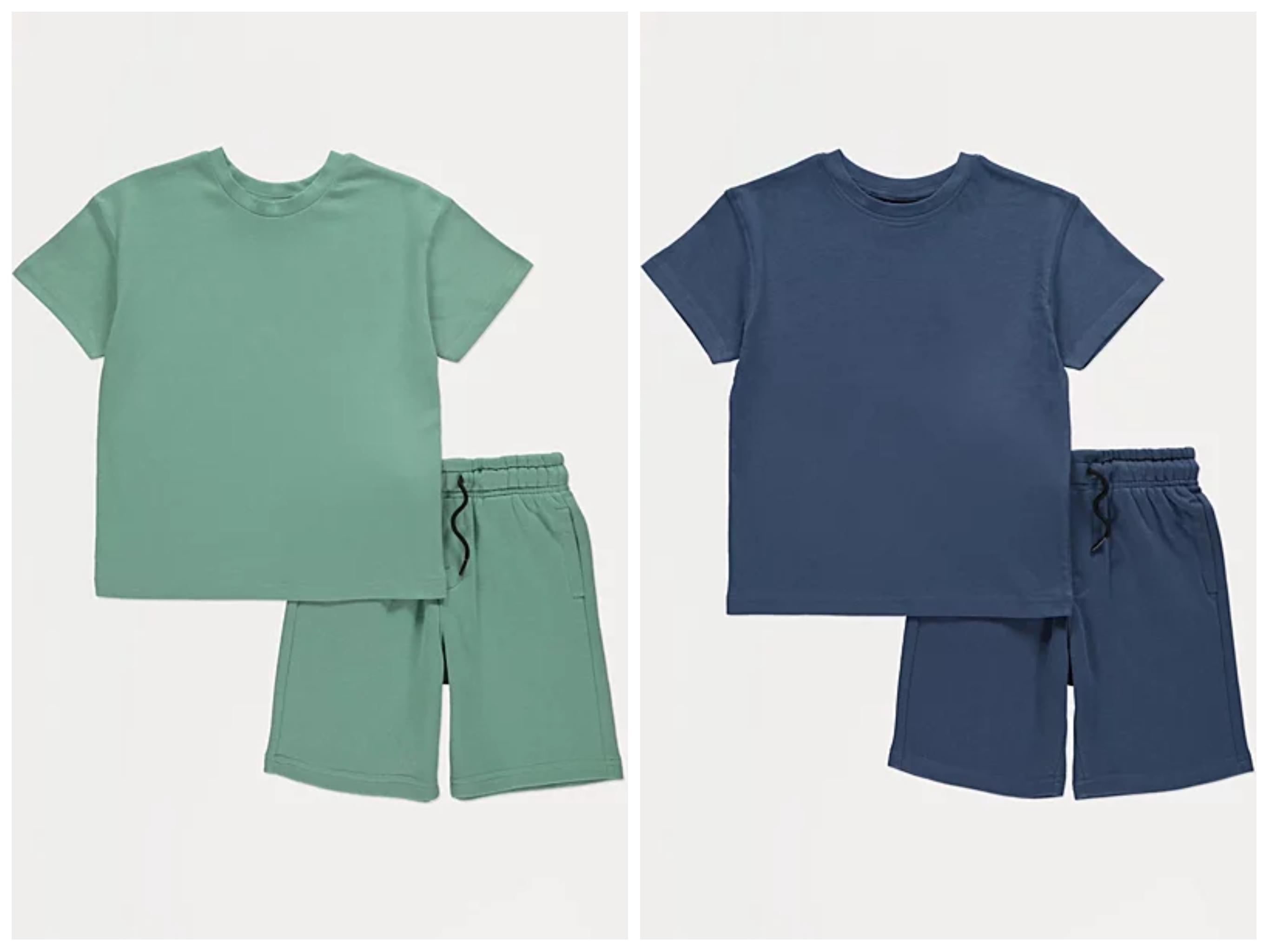 Kids T-Shirt & Shorts Set (Jade Green, Navy, Mauve, Grey, Khaki, Red, Navy Striped, Grey Striped) 1-6Y, 6-14Y £4, 14-16Y £5 + Free C&C